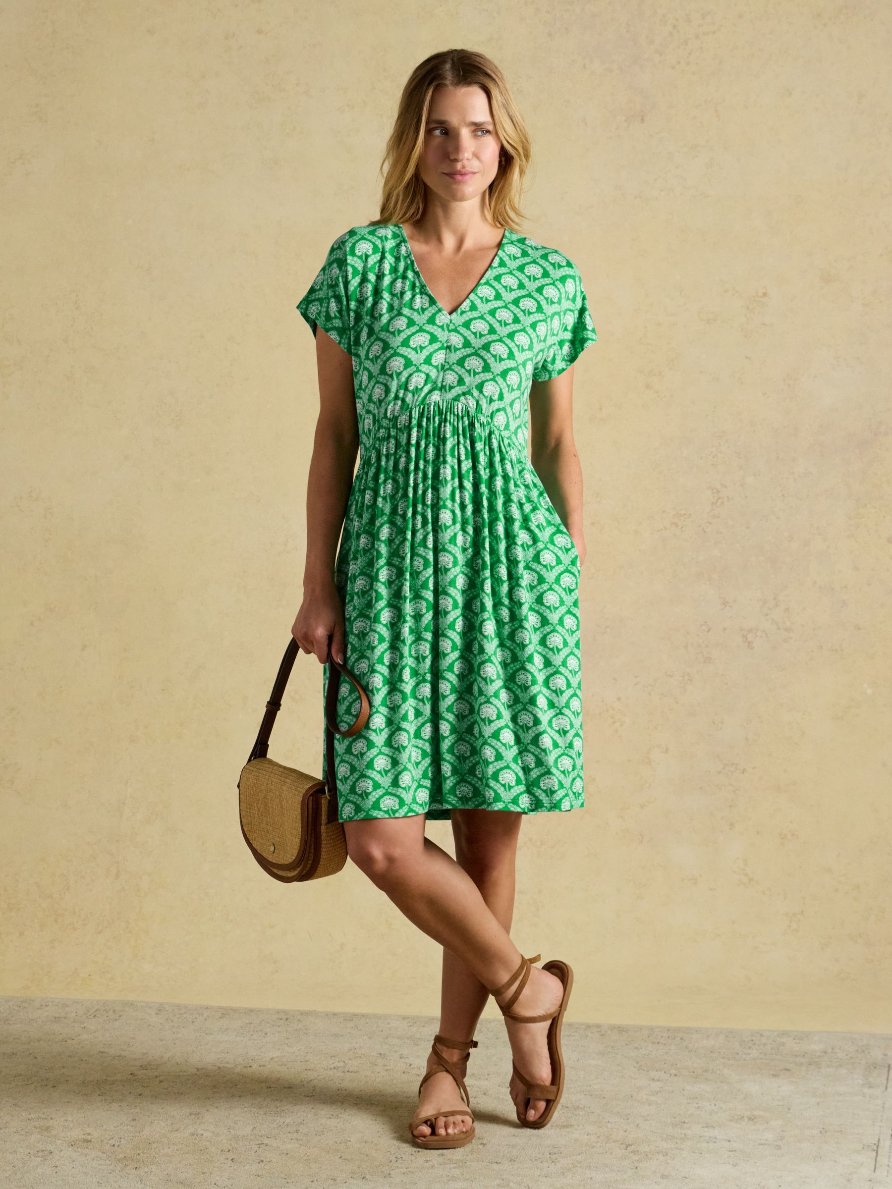 Nia Green & White Foulard Jersey Short Dress - Image 1 of 8