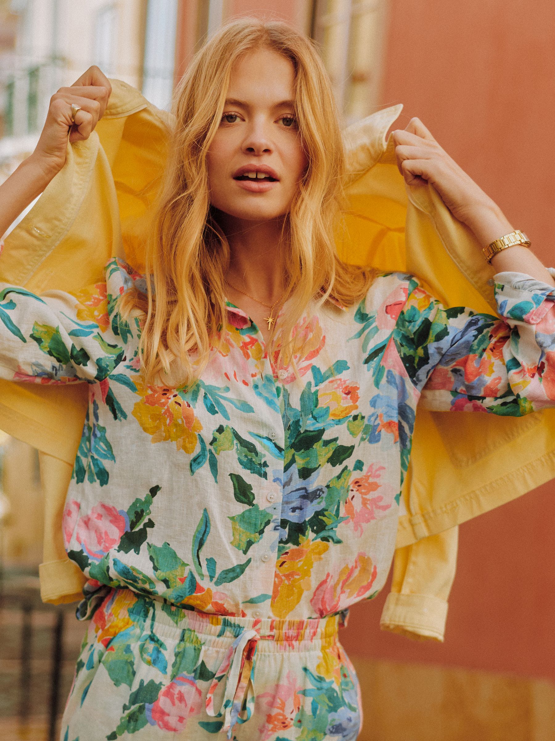 Anna Multi Long Sleeve 100% Linen Shirt - Image 1 of 8