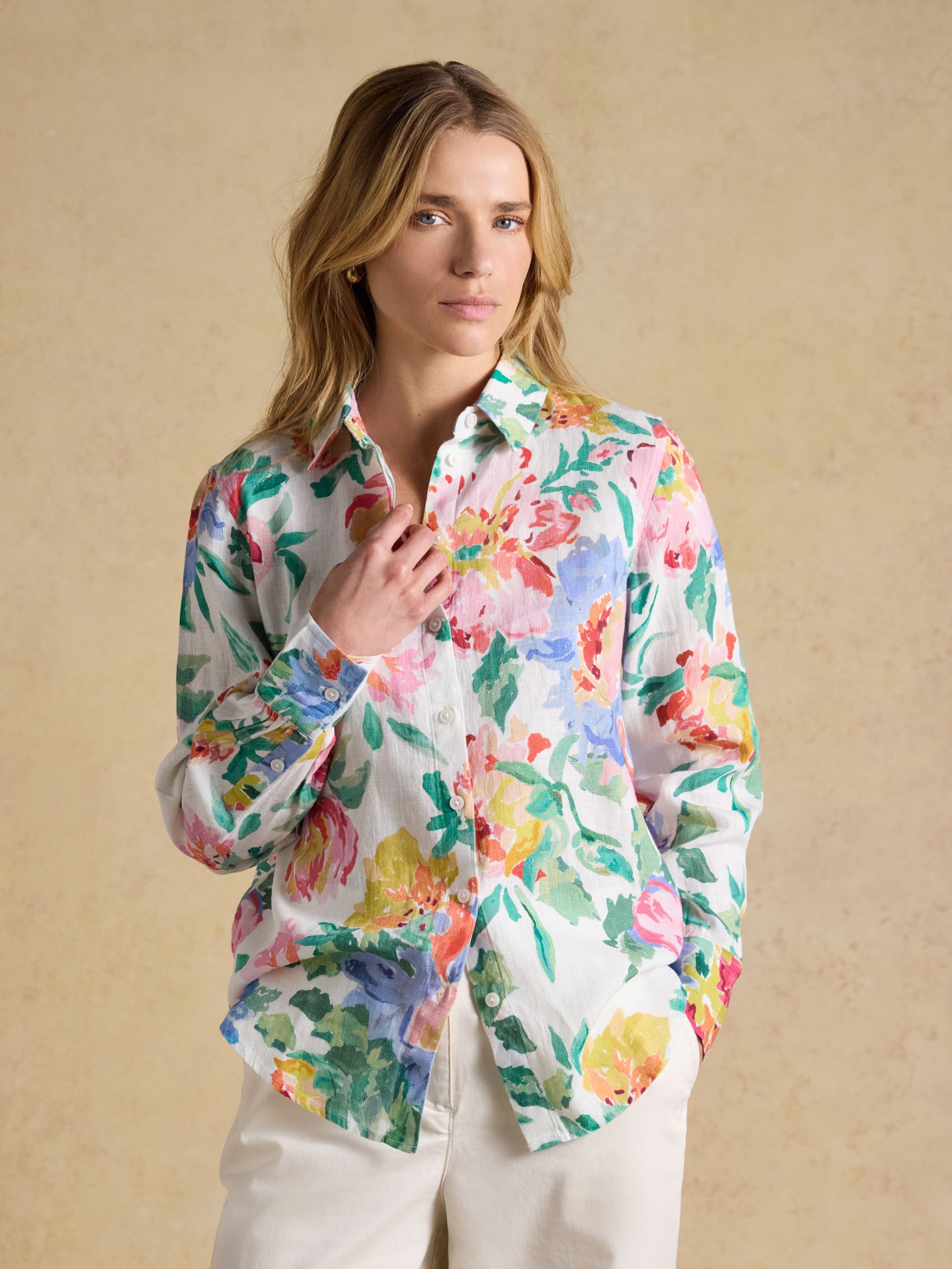 Anna Multi Long Sleeve 100% Linen Shirt - Image 2 of 8