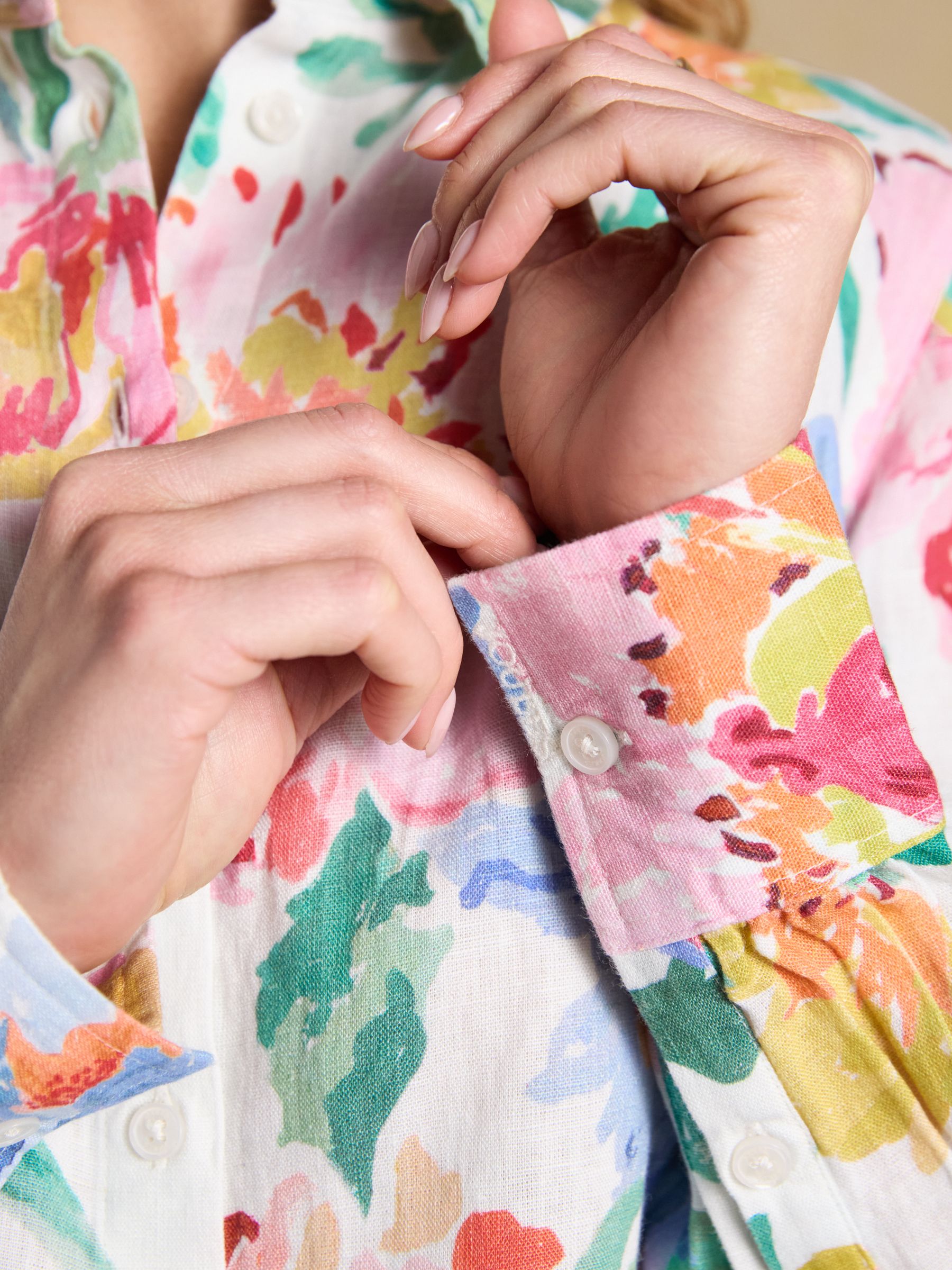 Anna Multi Long Sleeve 100% Linen Shirt - Image 6 of 8