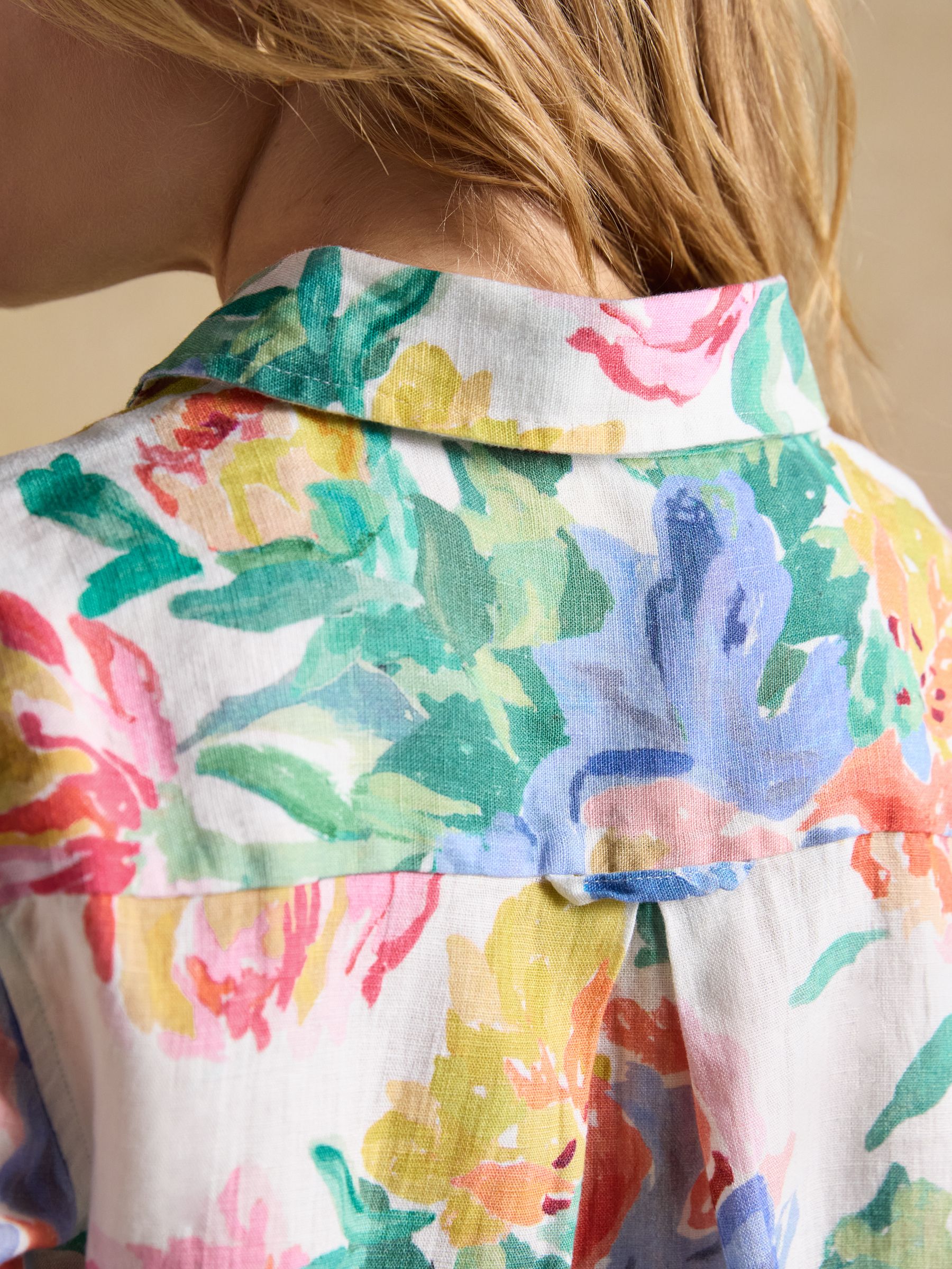 Anna Multi Long Sleeve 100% Linen Shirt - Image 7 of 8