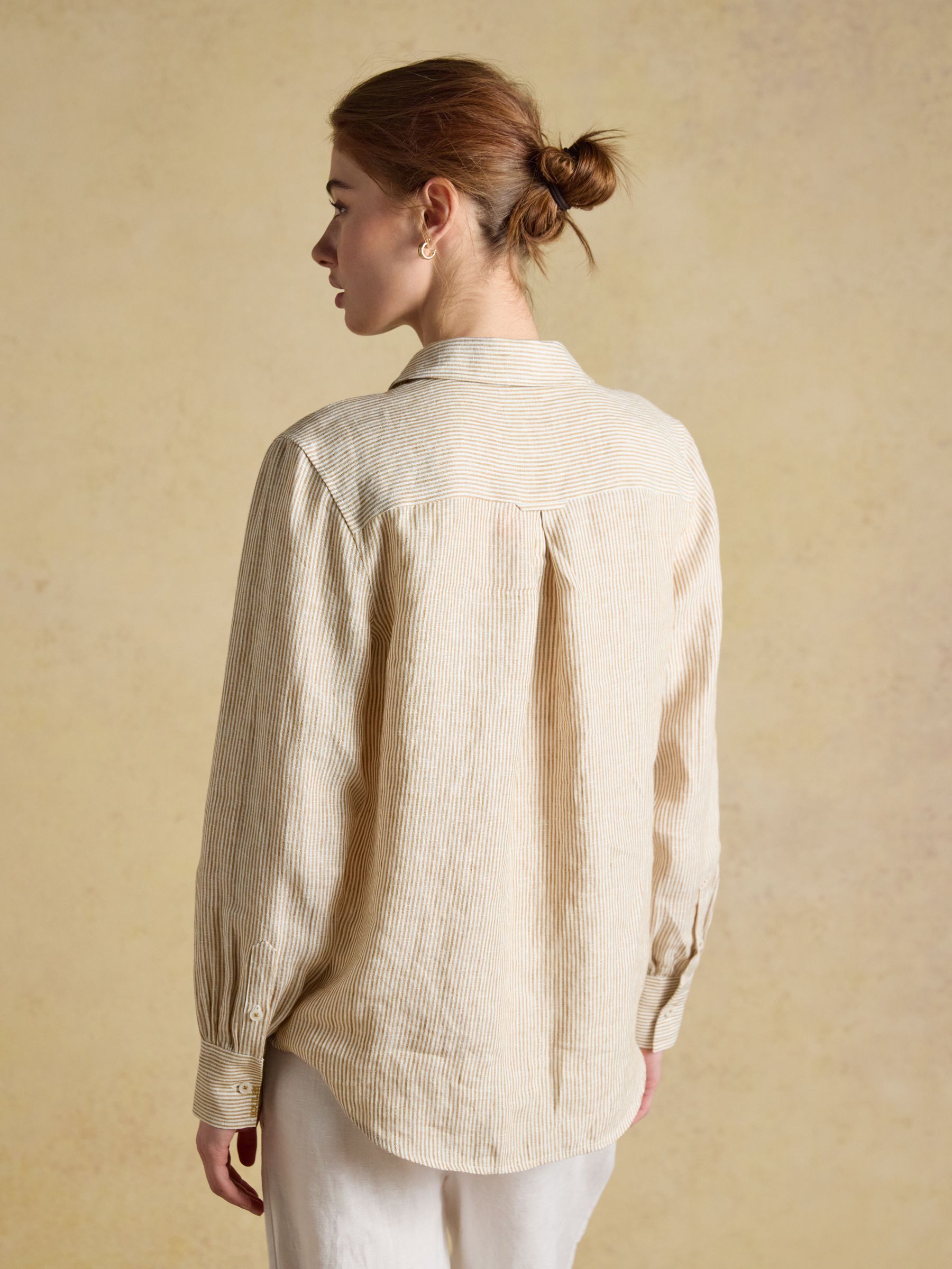 Anna Tan Stripe Long Sleeve Pure Linen Shirt - Image 2 of 7