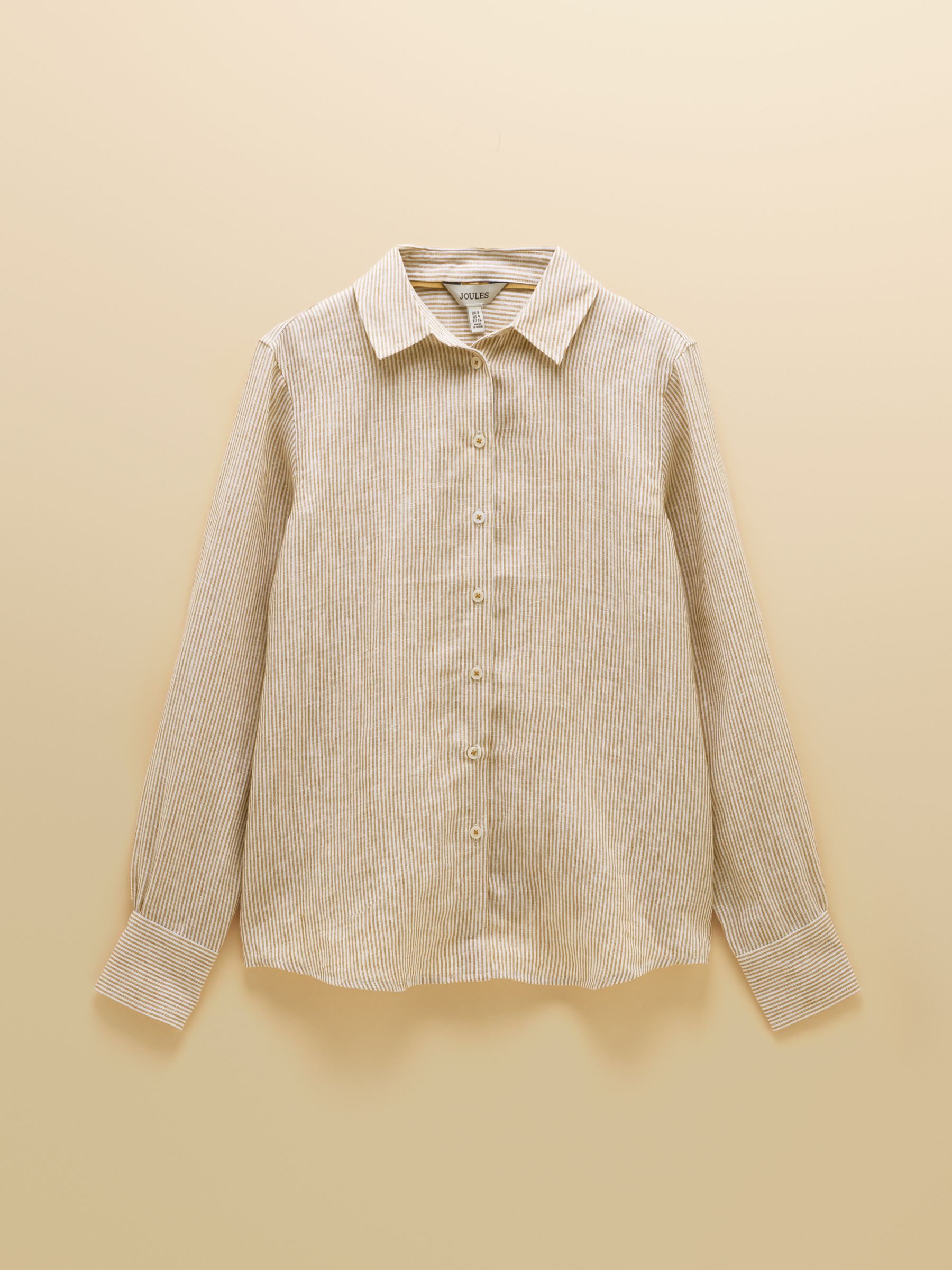 Anna Tan Stripe Long Sleeve Pure Linen Shirt - Image 7 of 7