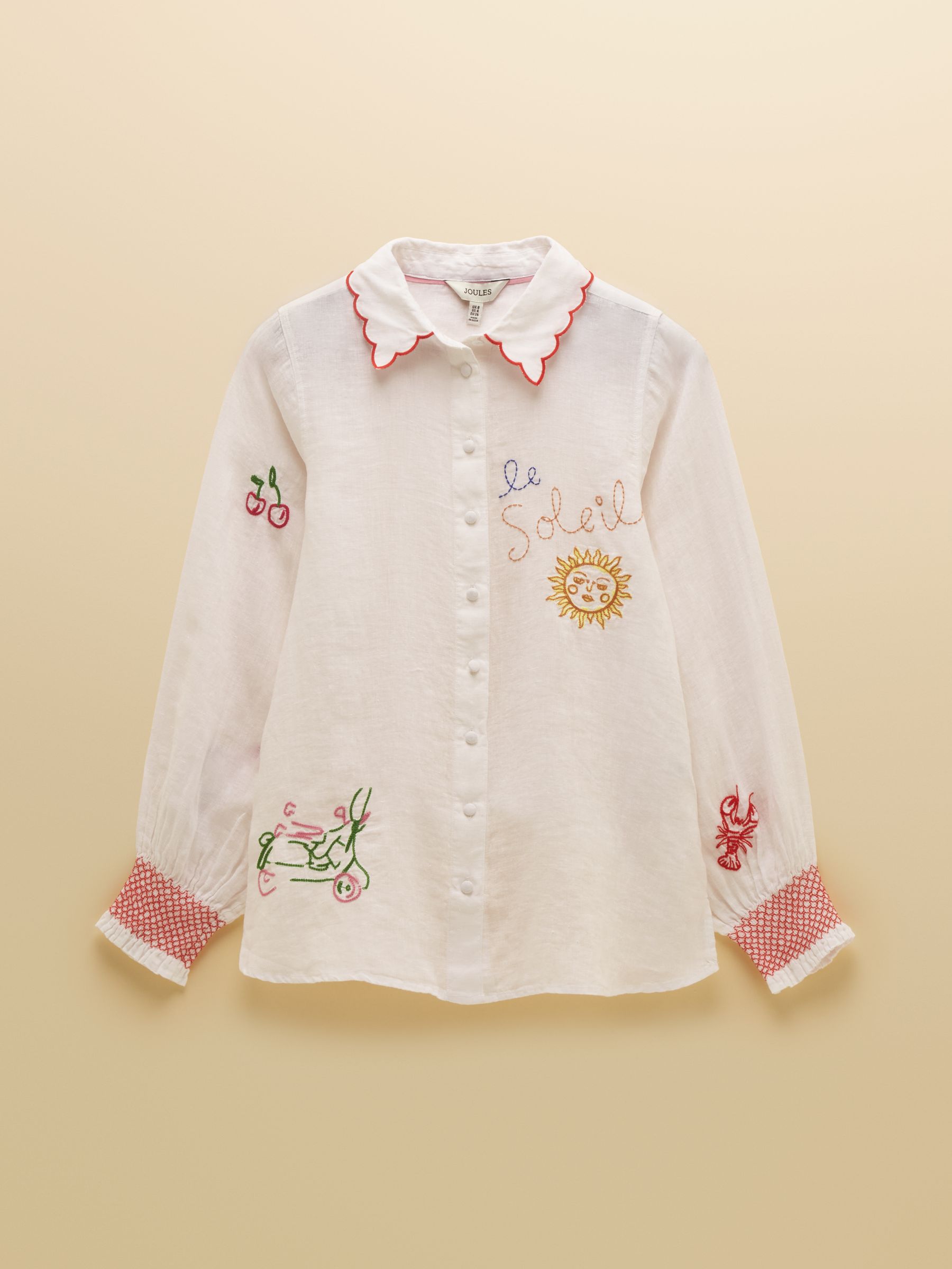 Orla White Embroidered Icons Pure Linen Long Sleeve Shirt - Image 9 of 9
