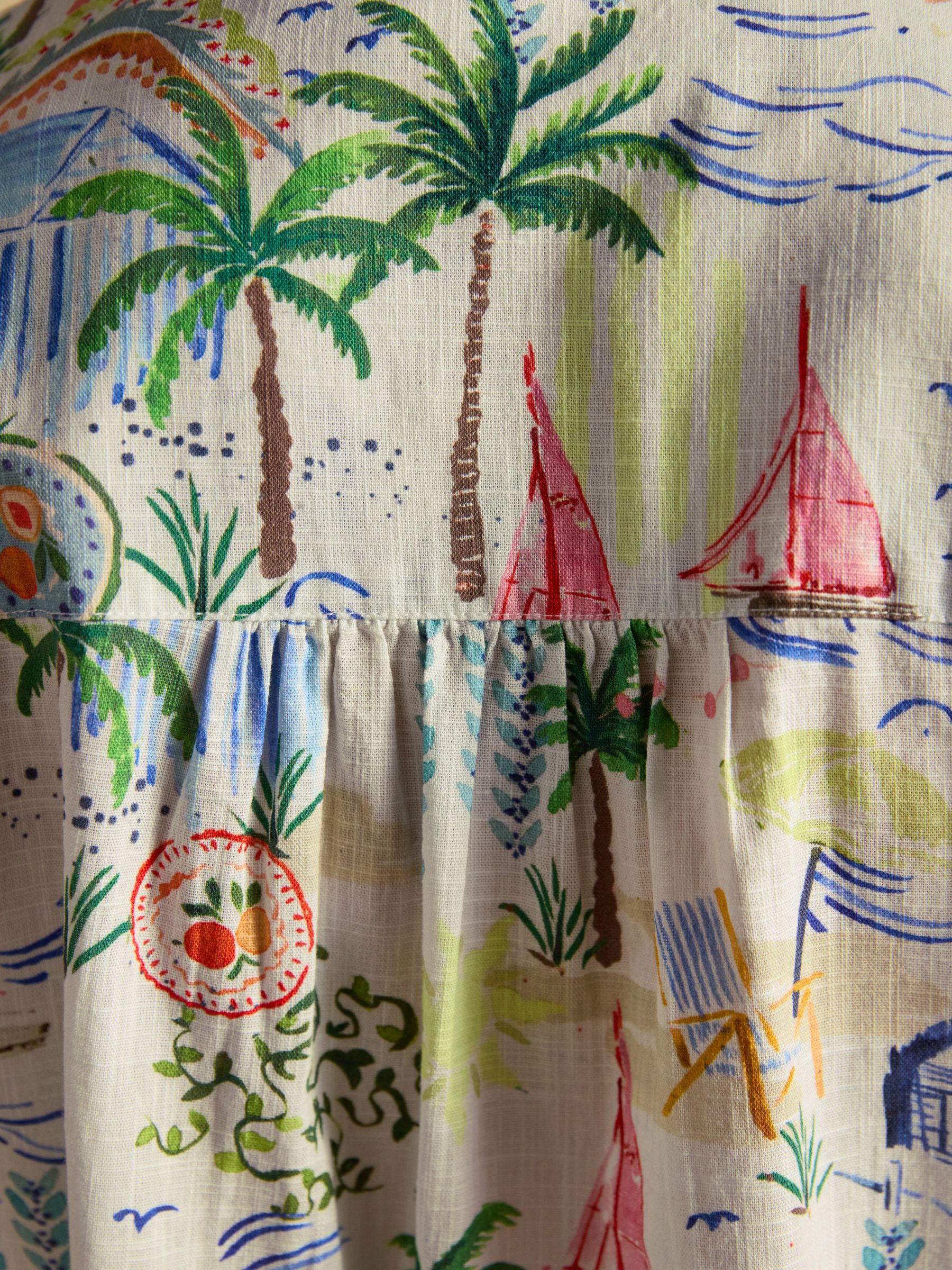 Isobel White Coastal Scene Print Crochet Trim Shirt - Image 10 of 12