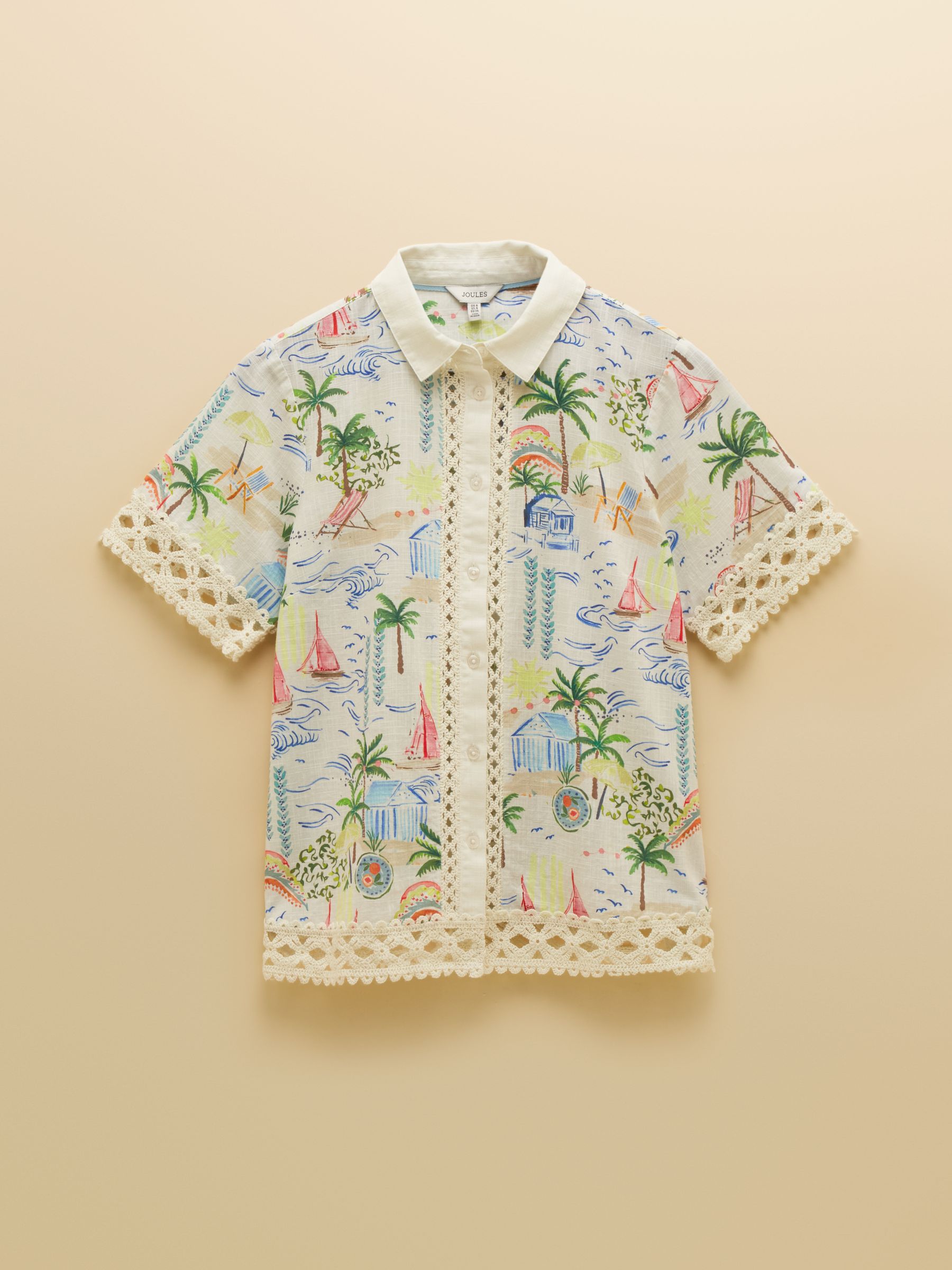 Isobel White Coastal Scene Print Crochet Trim Shirt - Image 9 of 9 Isobel White Coastal Scene Print Crochet Trim Shirt - Image 9 of 9