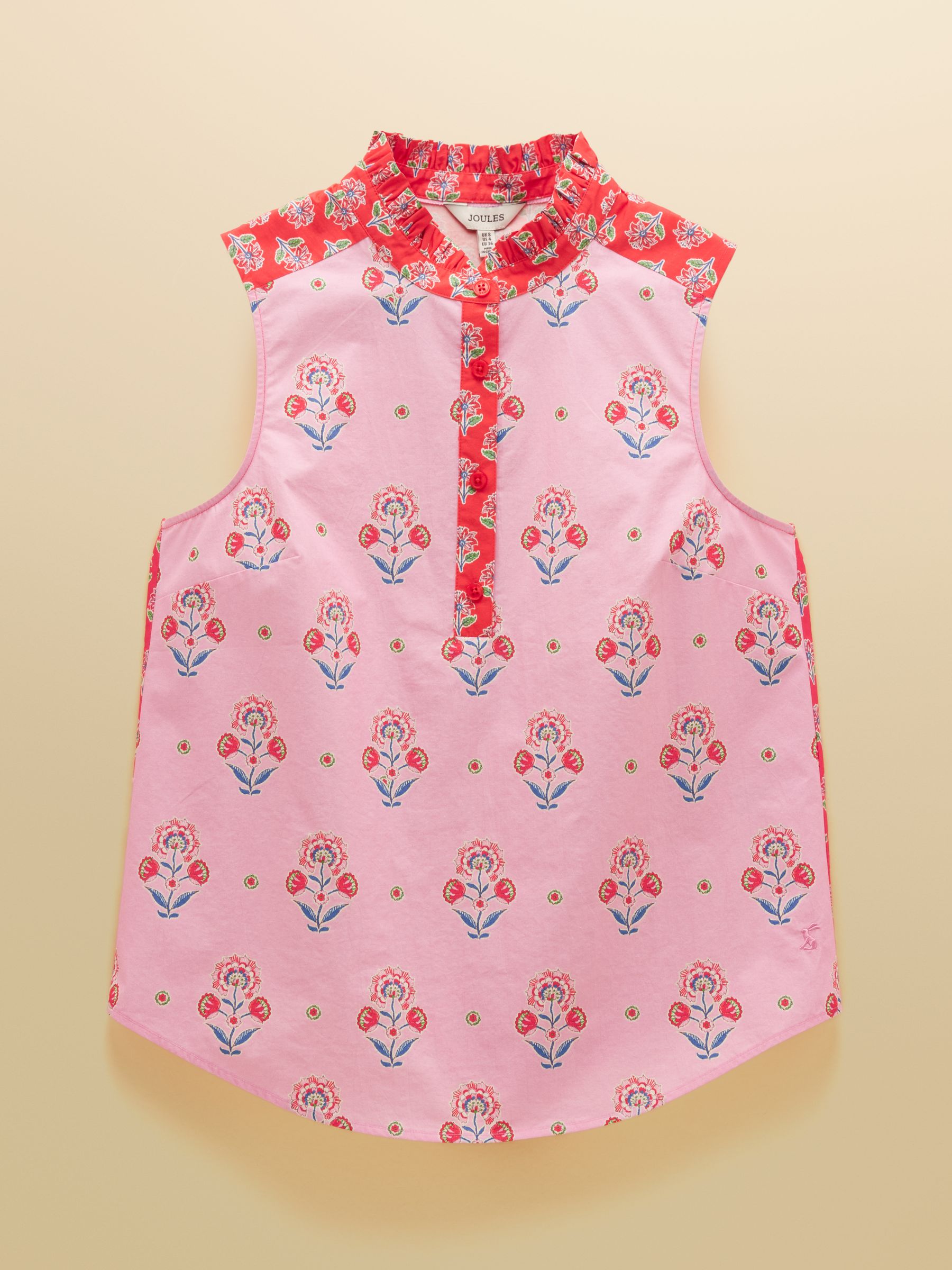 Iris Pink & Orange Sleeveless Frill Neck Shirt - Image 7 of 7 Iris Pink & Orange Sleeveless Frill Neck Shirt - Image 7 of 7