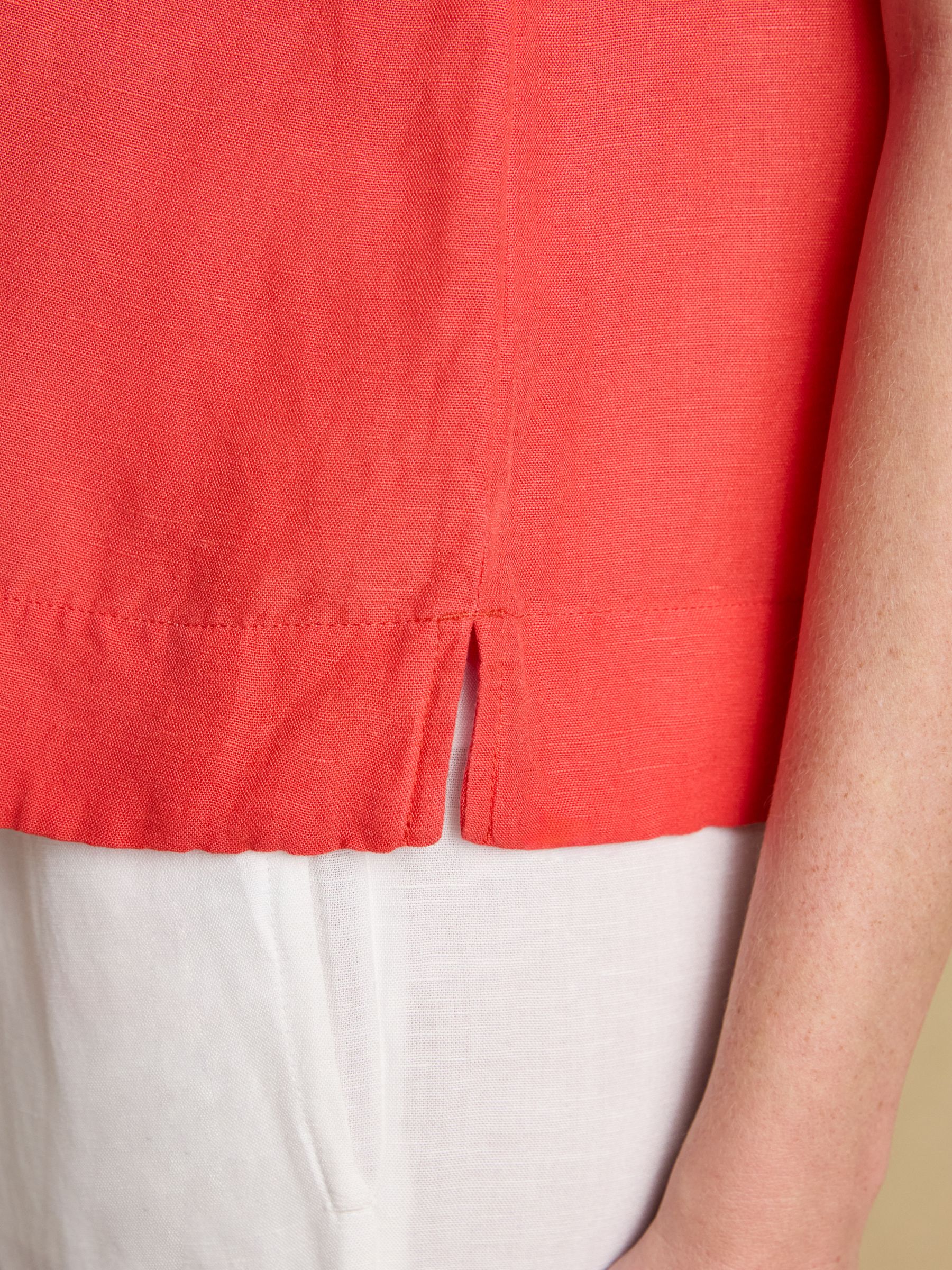 Cove Orange Round Neck Sleeveless Linen Blend Top - Image 5 of 7