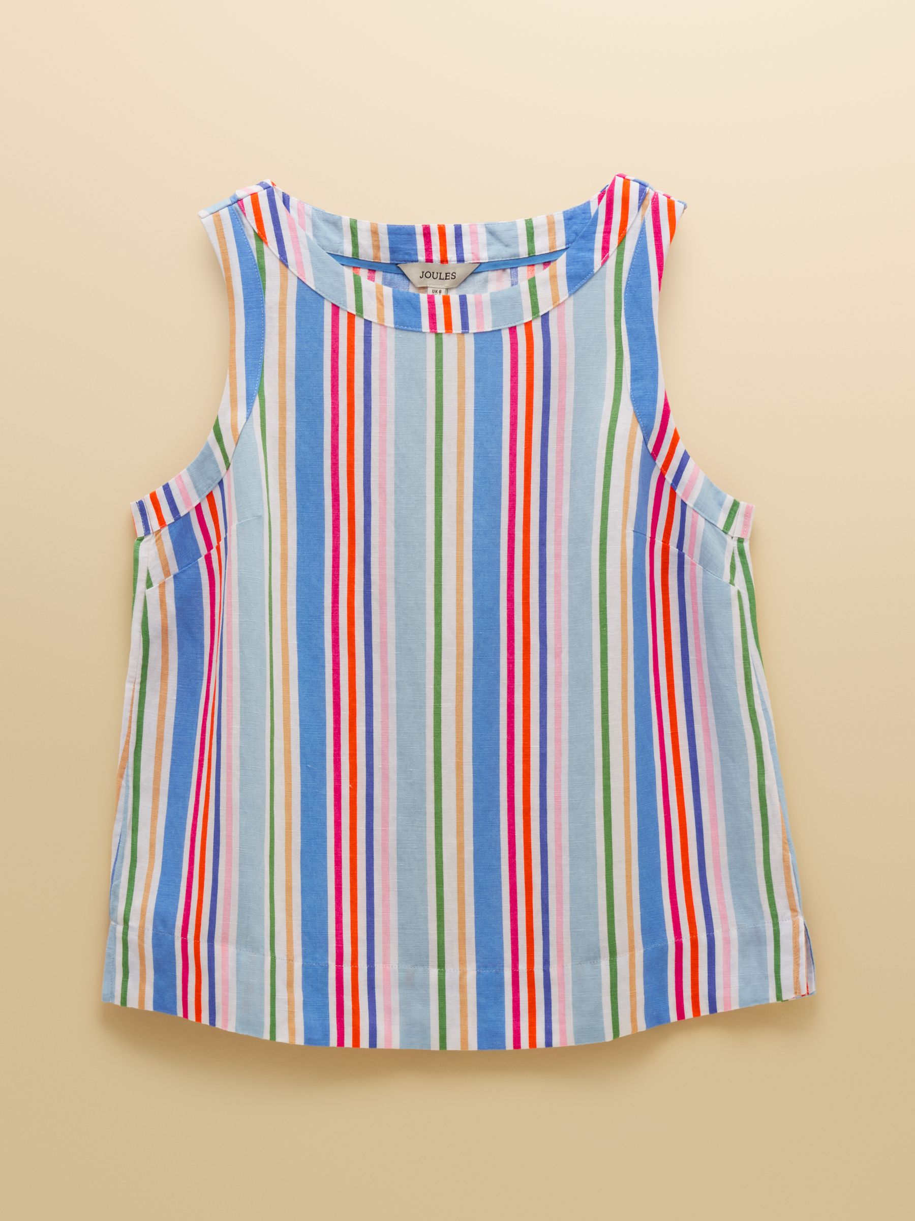 Cove Multi Stripe Round Neck Sleeveless Top with Linen - Image 9 of 9