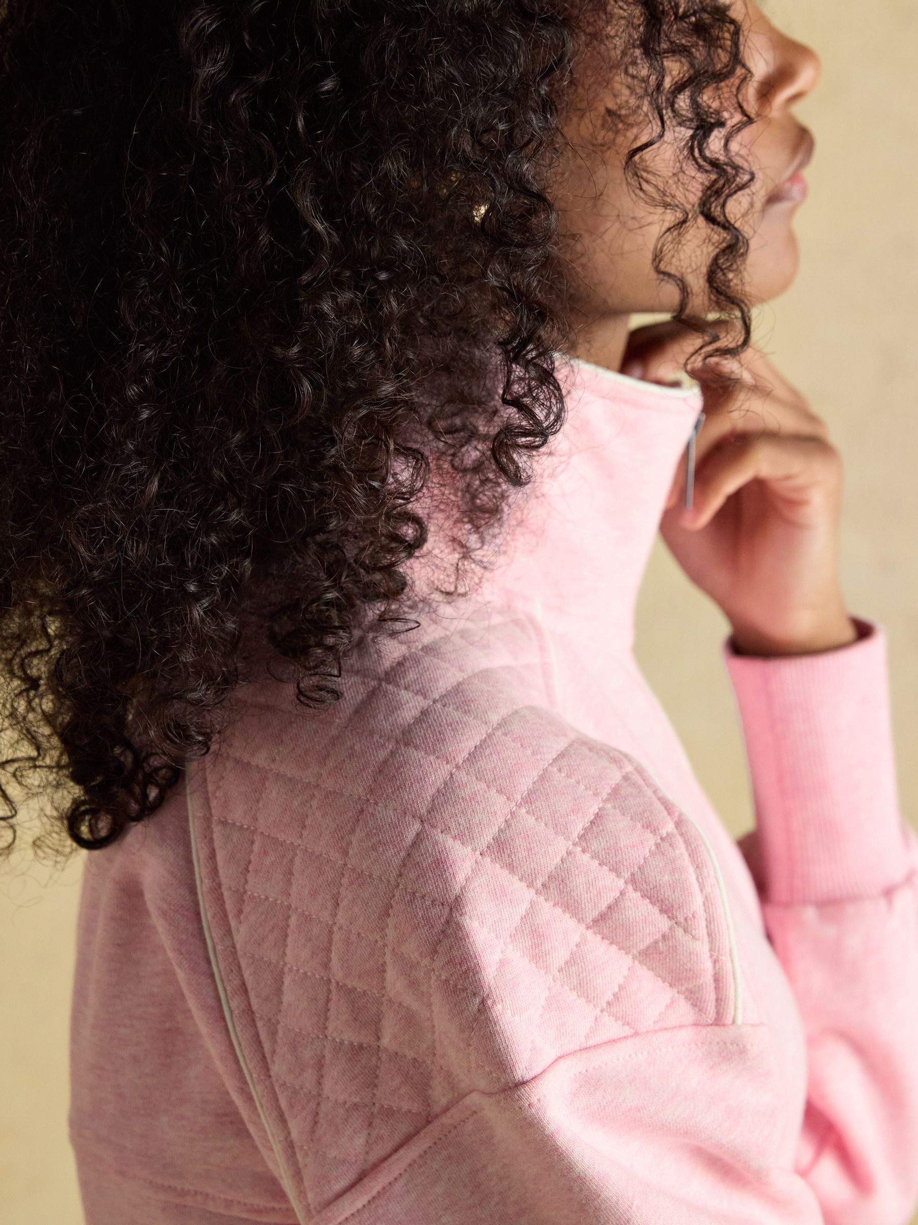 Pink Embroidered Quarter Zip Sweatshirt - Image 6 of 9