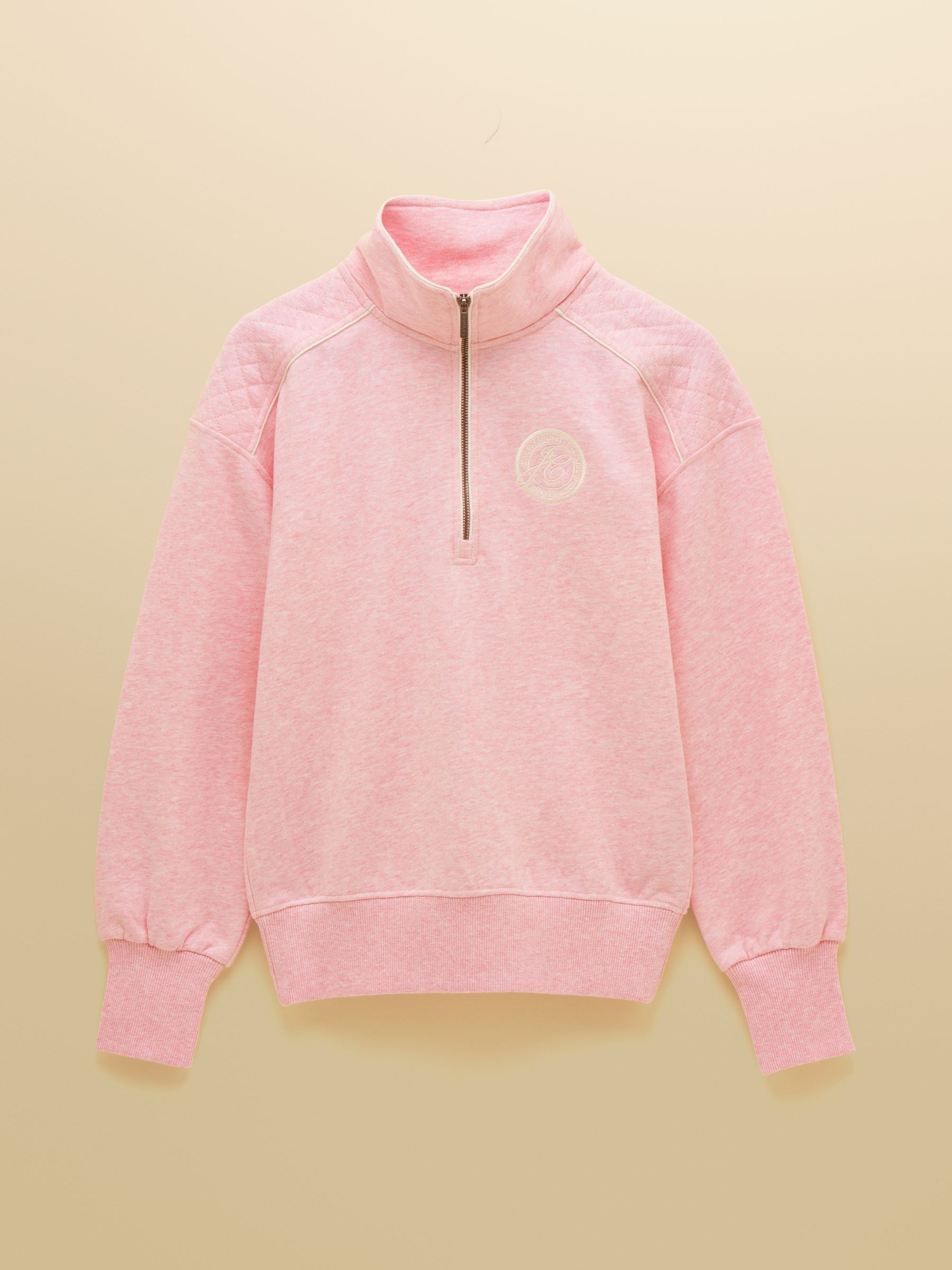 Pink Embroidered Quarter Zip Sweatshirt - Image 9 of 9