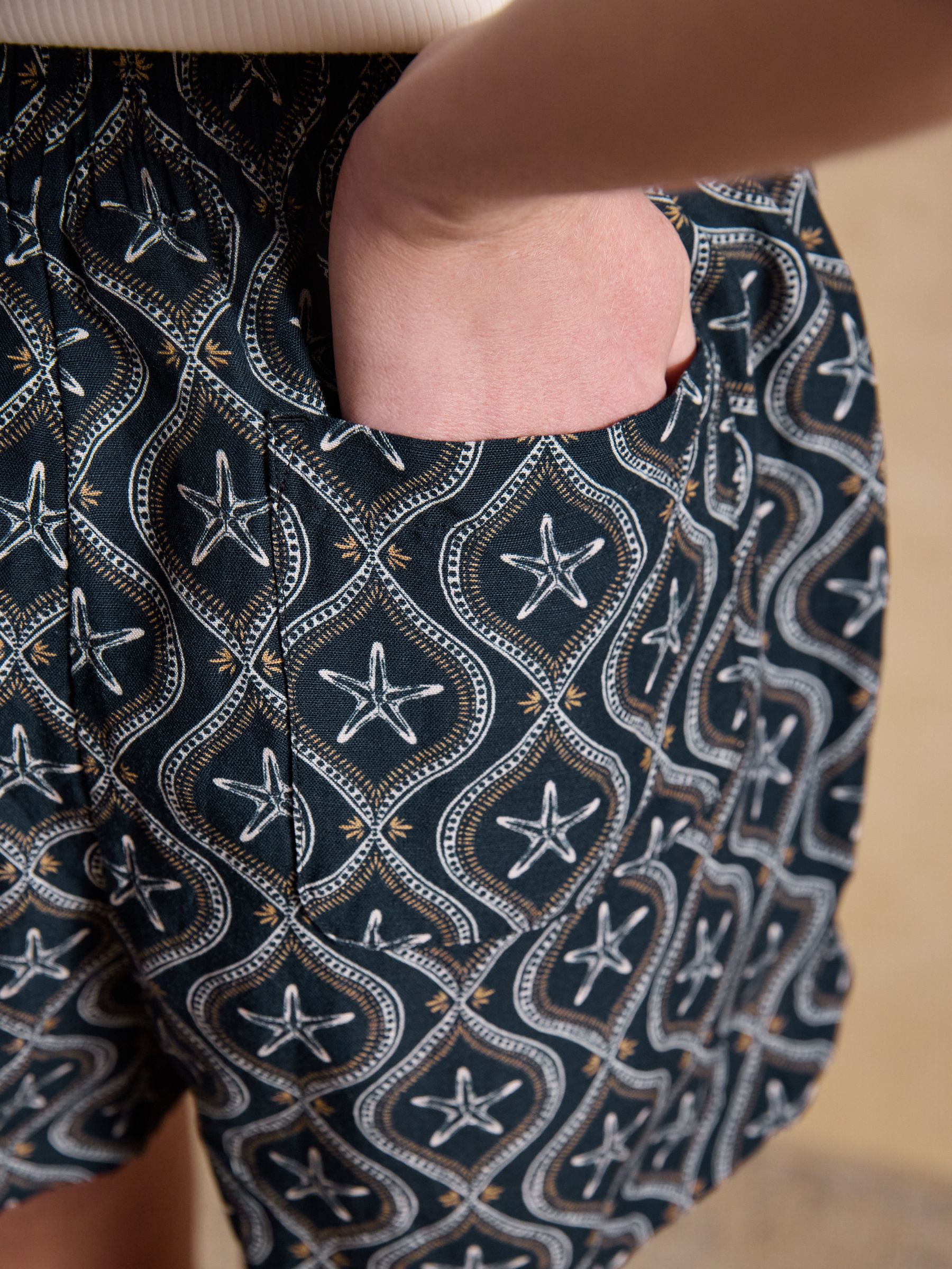 Navy Starfish Pull On Pure Linen Shorts - Image 7 of 9