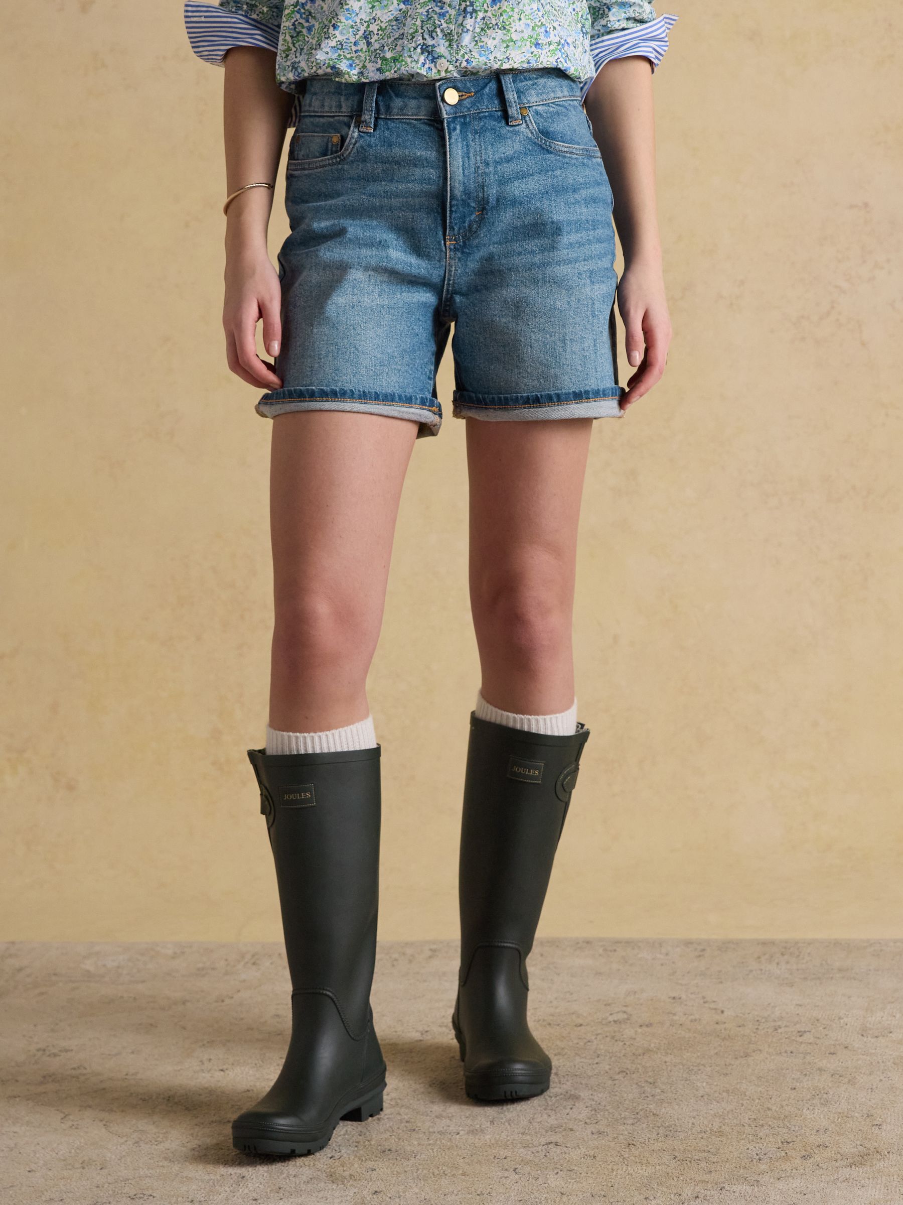 Mid Indigo Blue Denim Shorts - Image 1 of 8 Mid Indigo Blue Denim Shorts - Image 1 of 8