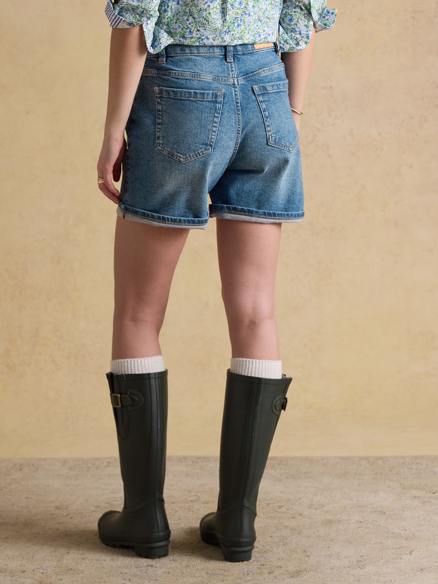 Mid Indigo Blue Denim Shorts - Image 2 of 8 Mid Indigo Blue Denim Shorts - Image 2 of 8