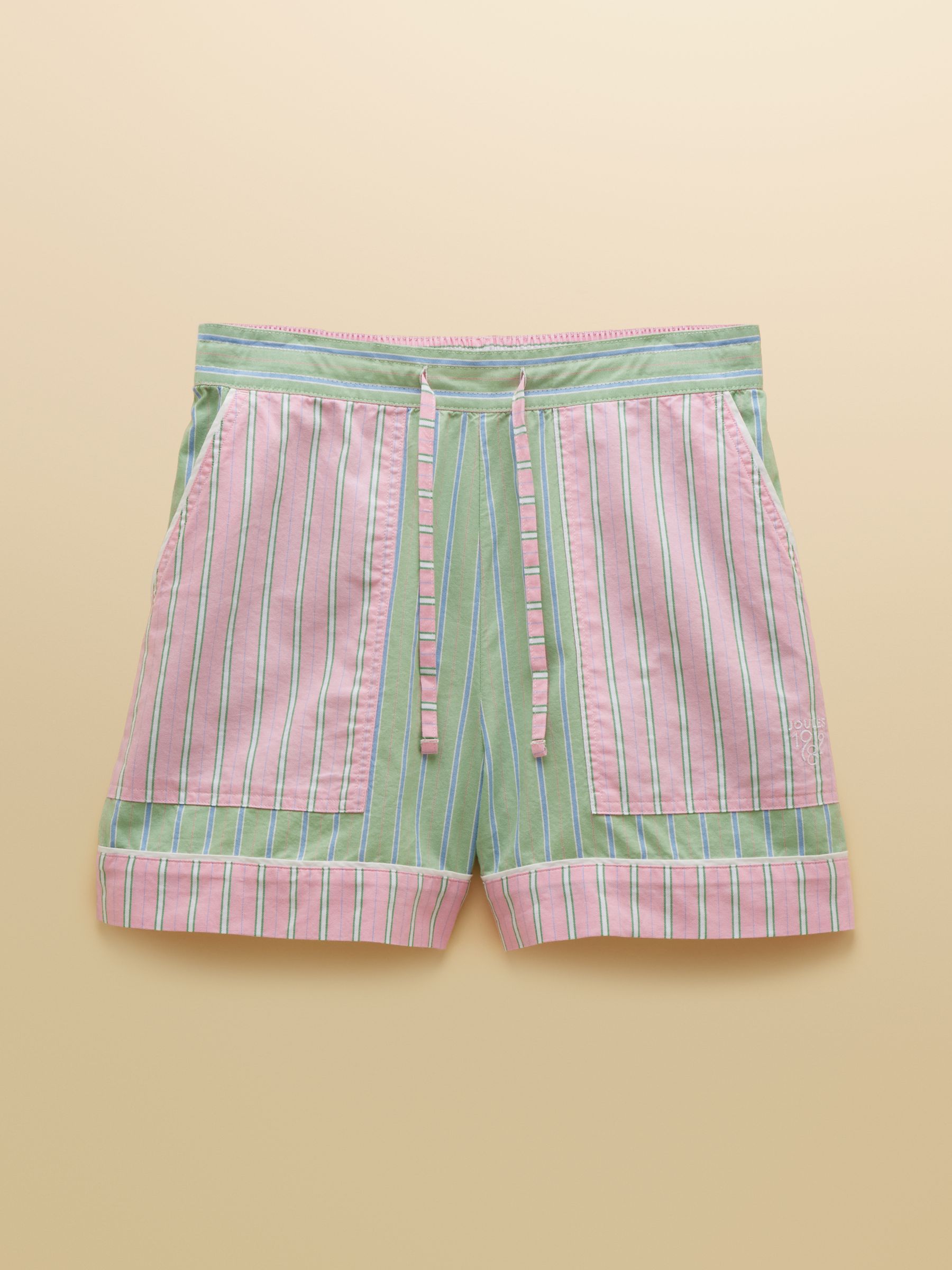 Annie Green Pink Hotchpotch Stripe Pull On Oxford Shorts - Image 7 of 7