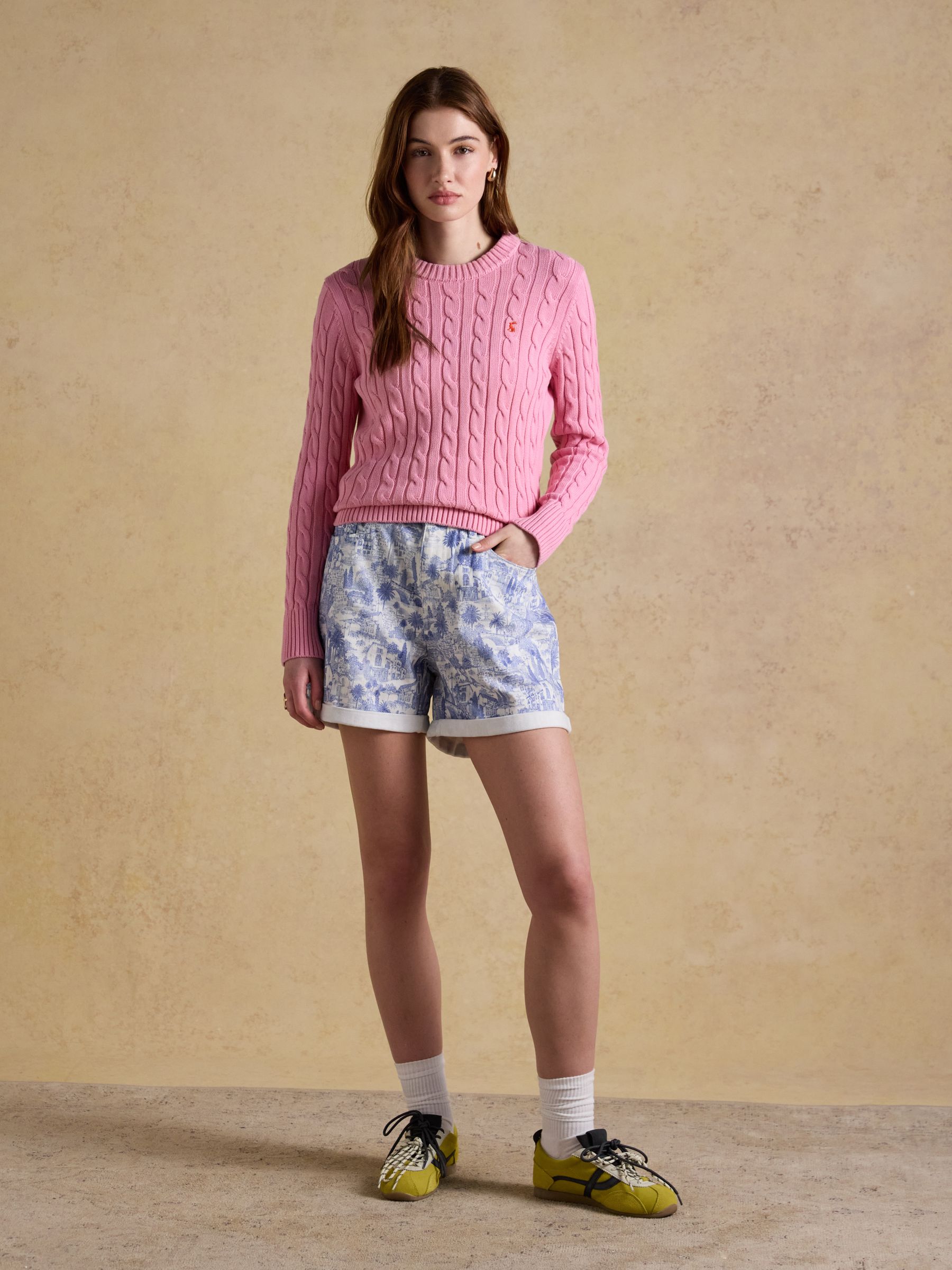 Blue & White Toile Printed Denim Shorts - Image 5 of 8