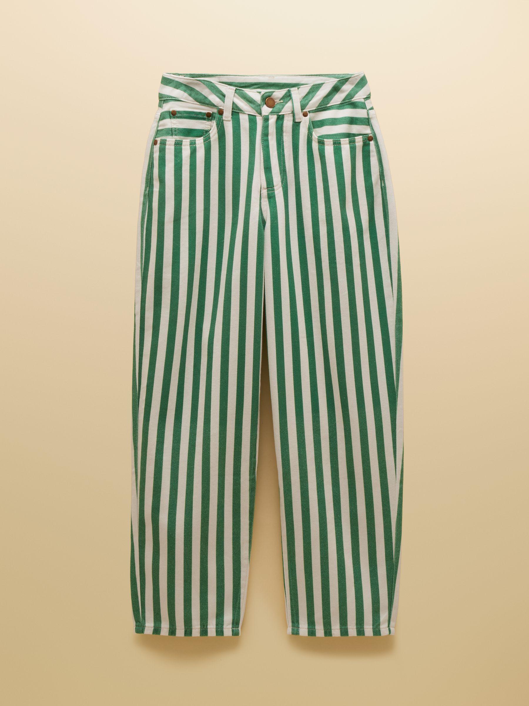 Green Striped High-Waisted Tapered Fit Jeans - Image 7 of 7