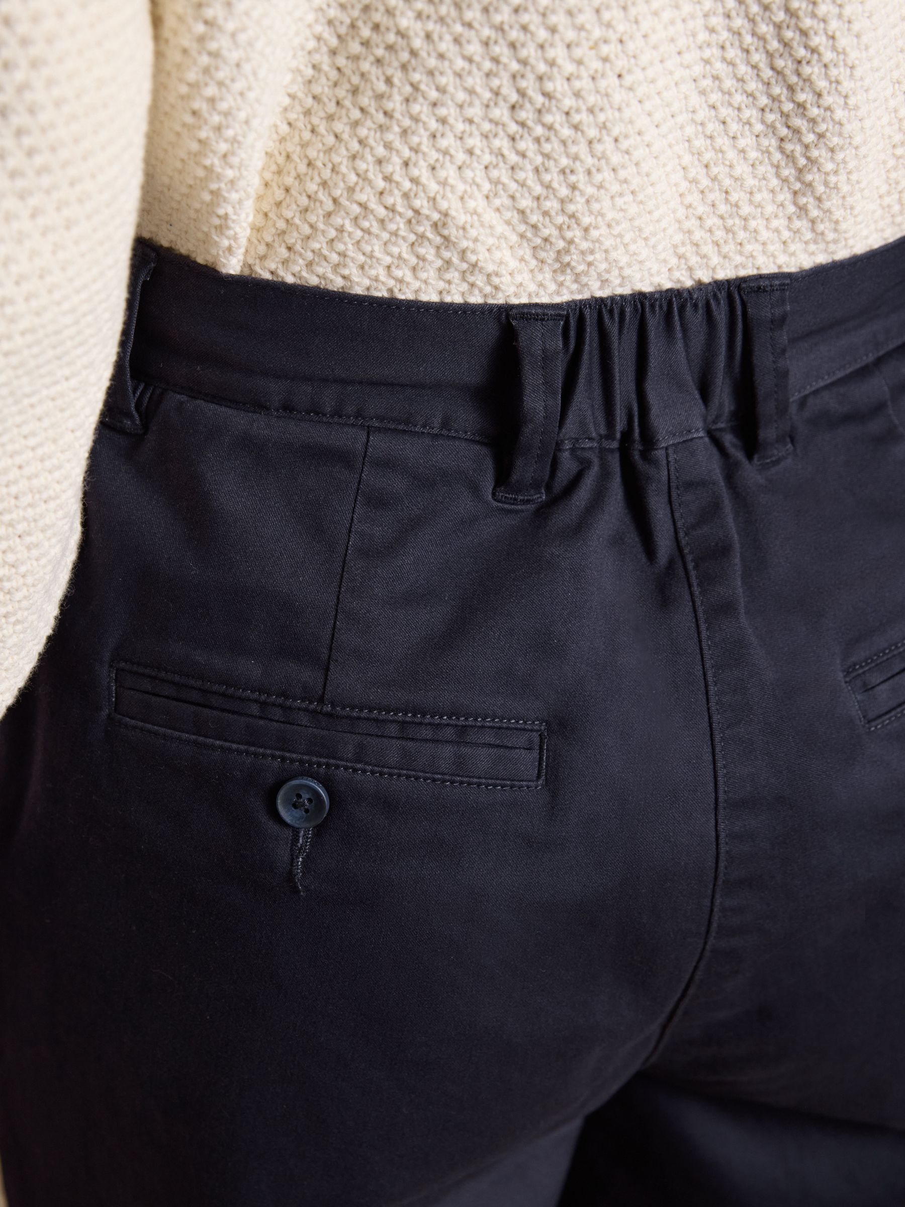 Navy Wide Leg Cropped Chino Trousers with Elasticated Waist - Image 5 of 6