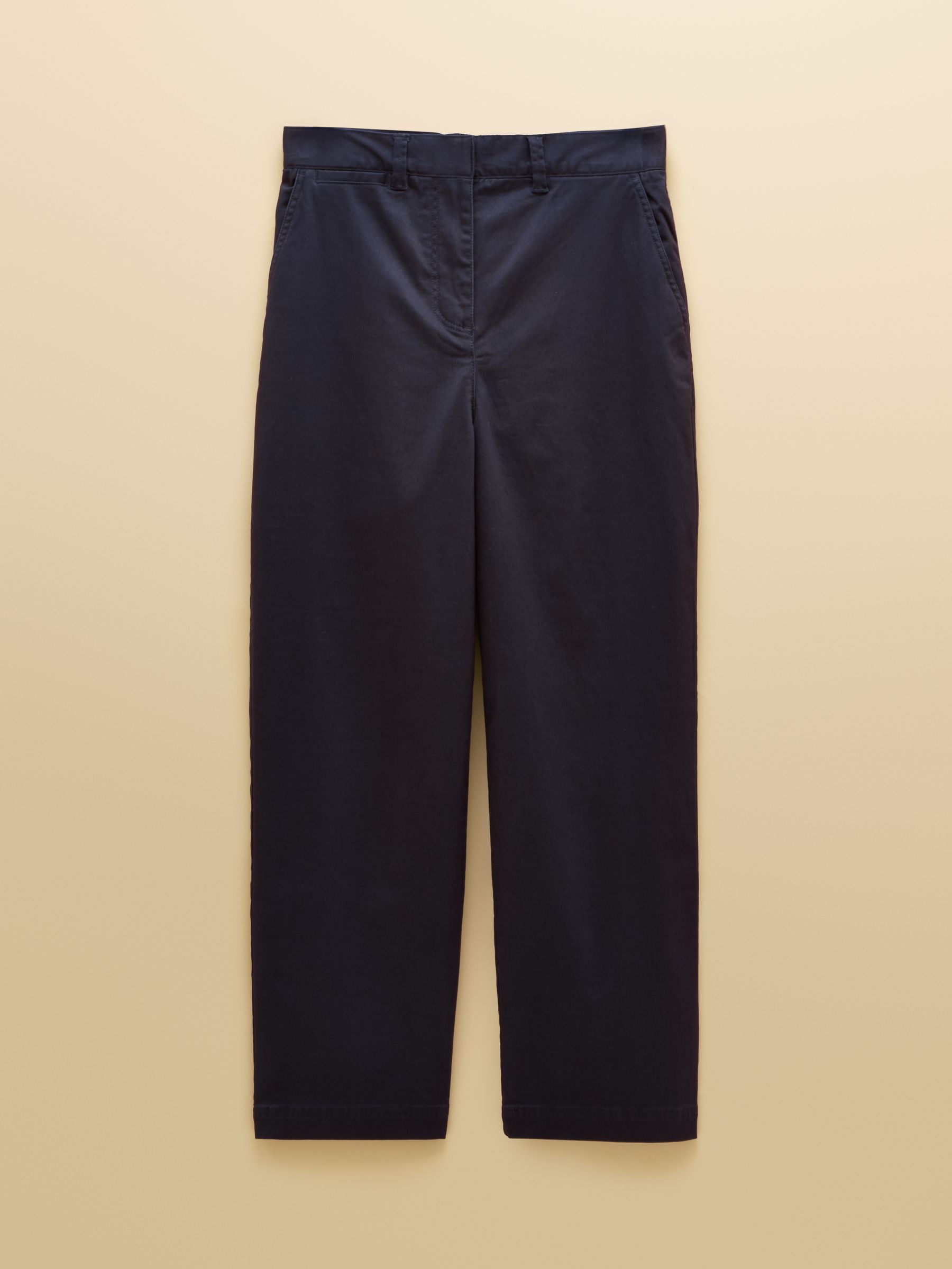 Navy Wide Leg Cropped Chino Trousers with Elasticated Waist - Image 6 of 6 Navy Wide Leg Cropped Chino Trousers with Elasticated Waist - Image 6 of 6