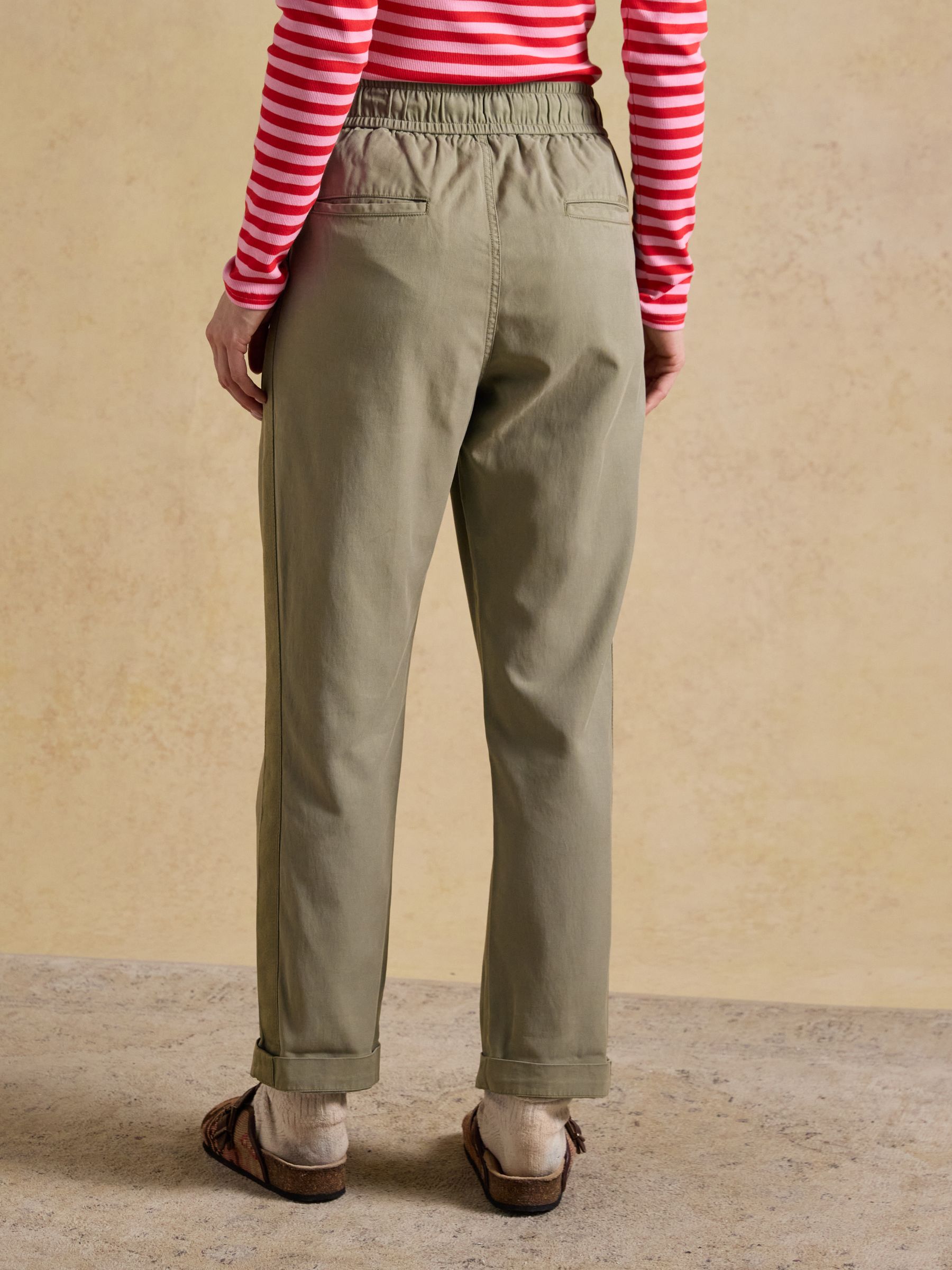 Khaki Green Relaxed Chino Tapered Trousers - Image 4 of 10