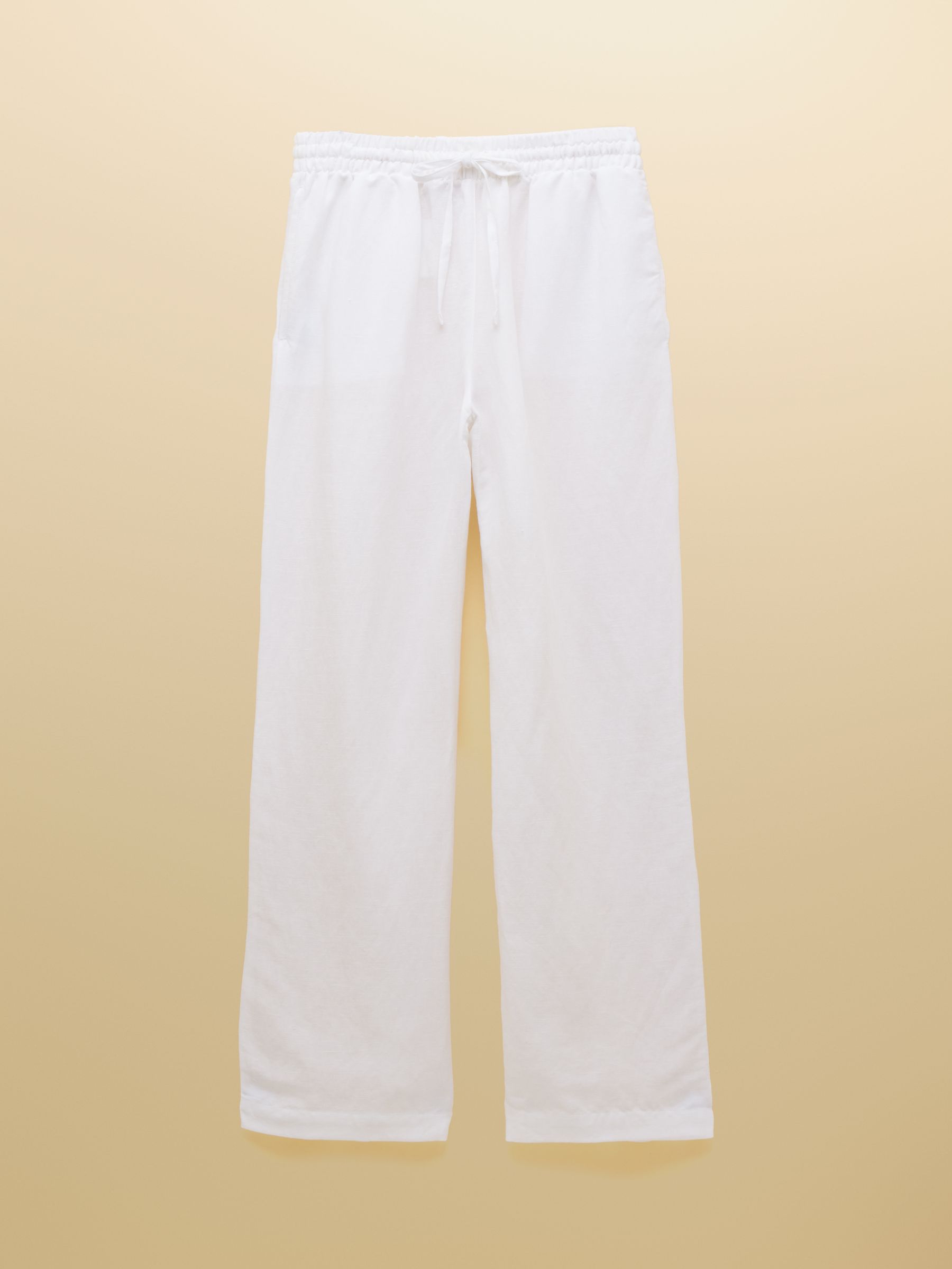 White Relaxed Wide Leg Linen Blend Trousers - Image 7 of 7