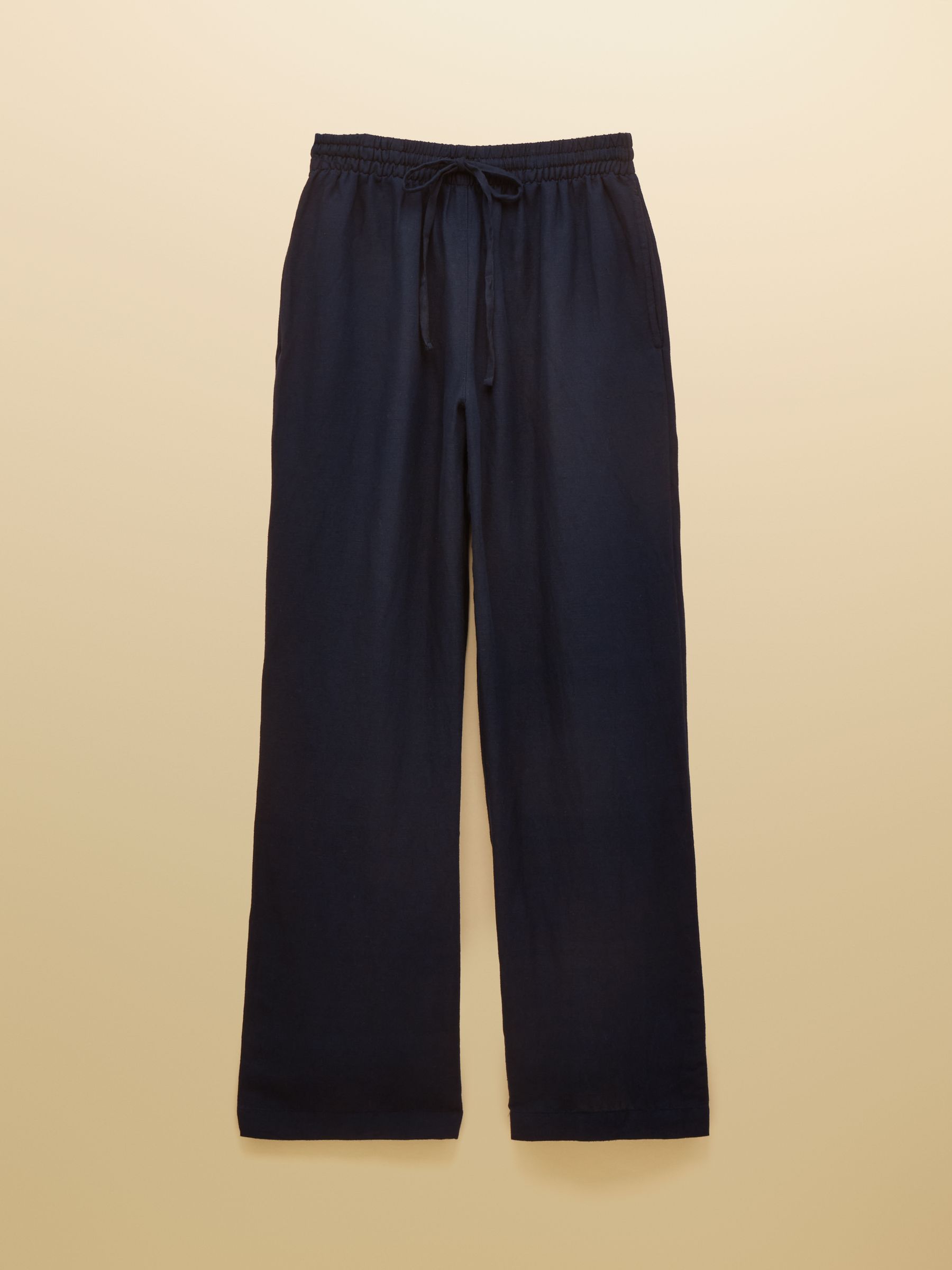 Navy Relaxed Wide Leg Linen Blend Trousers - Image 7 of 7