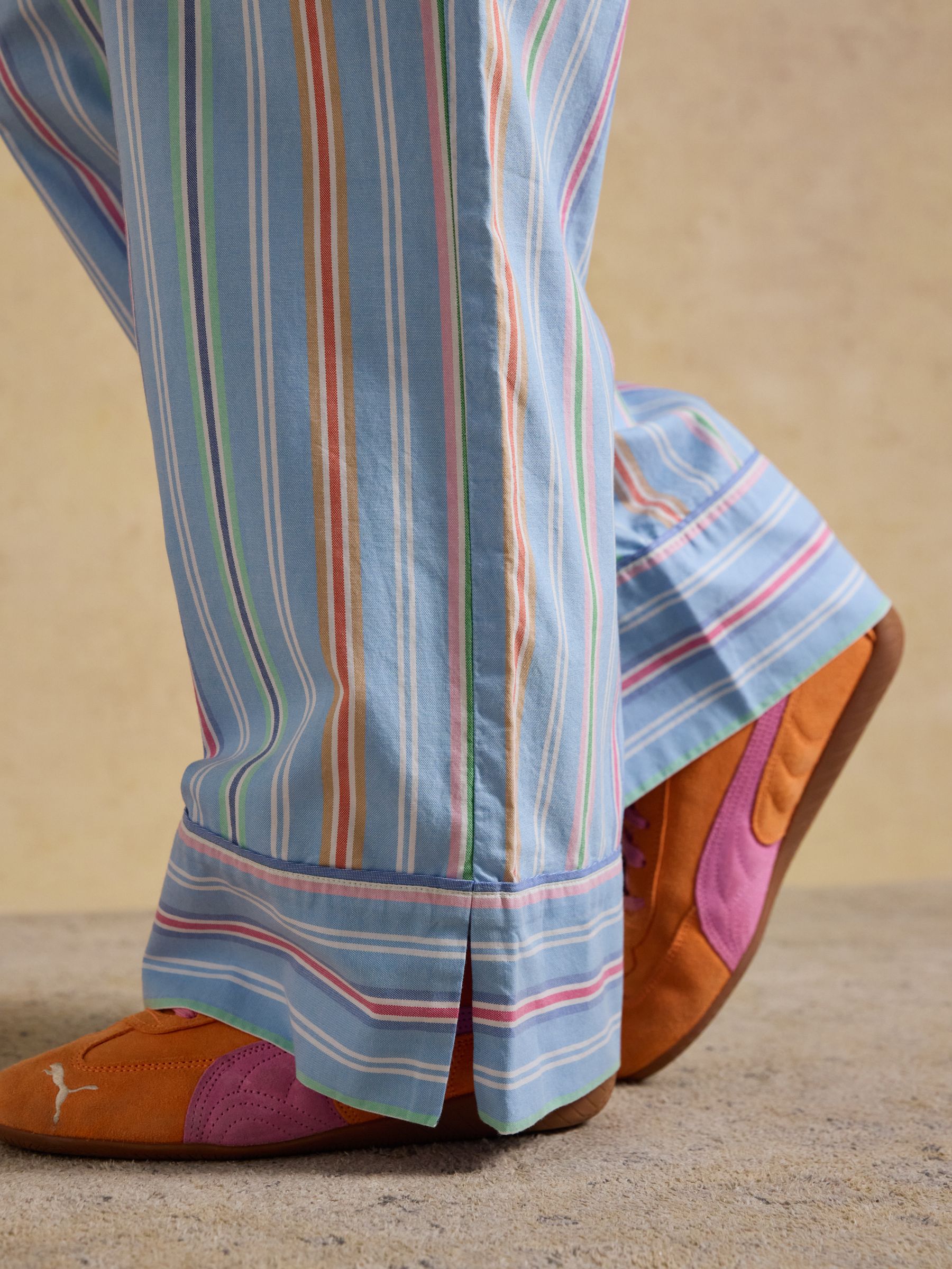 Bella Blue Striped Pull On Cotton Trousers - Image 10 of 11