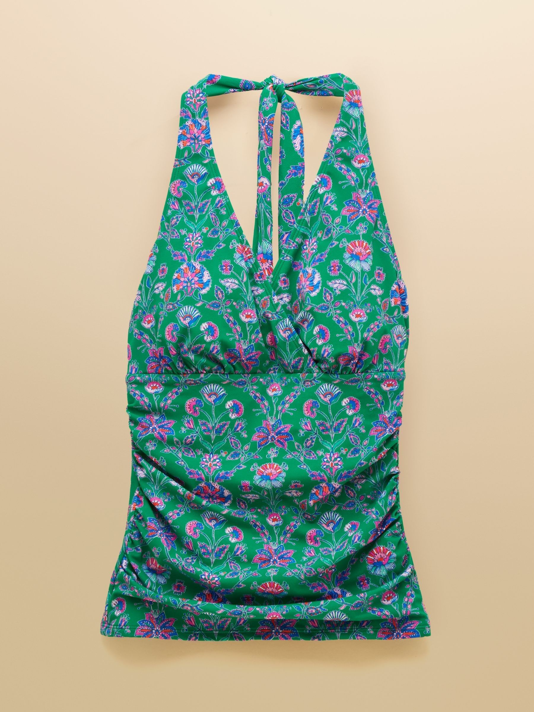 Green Floral Wrap  Halterneck Tankini Top - Image 8 of 8