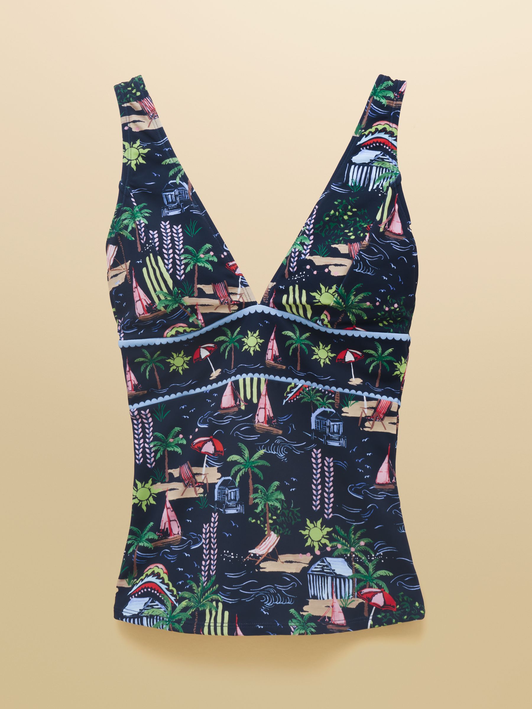 Panel Navy Holiday Icons V-Neck Tankini Top - Image 7 of 7