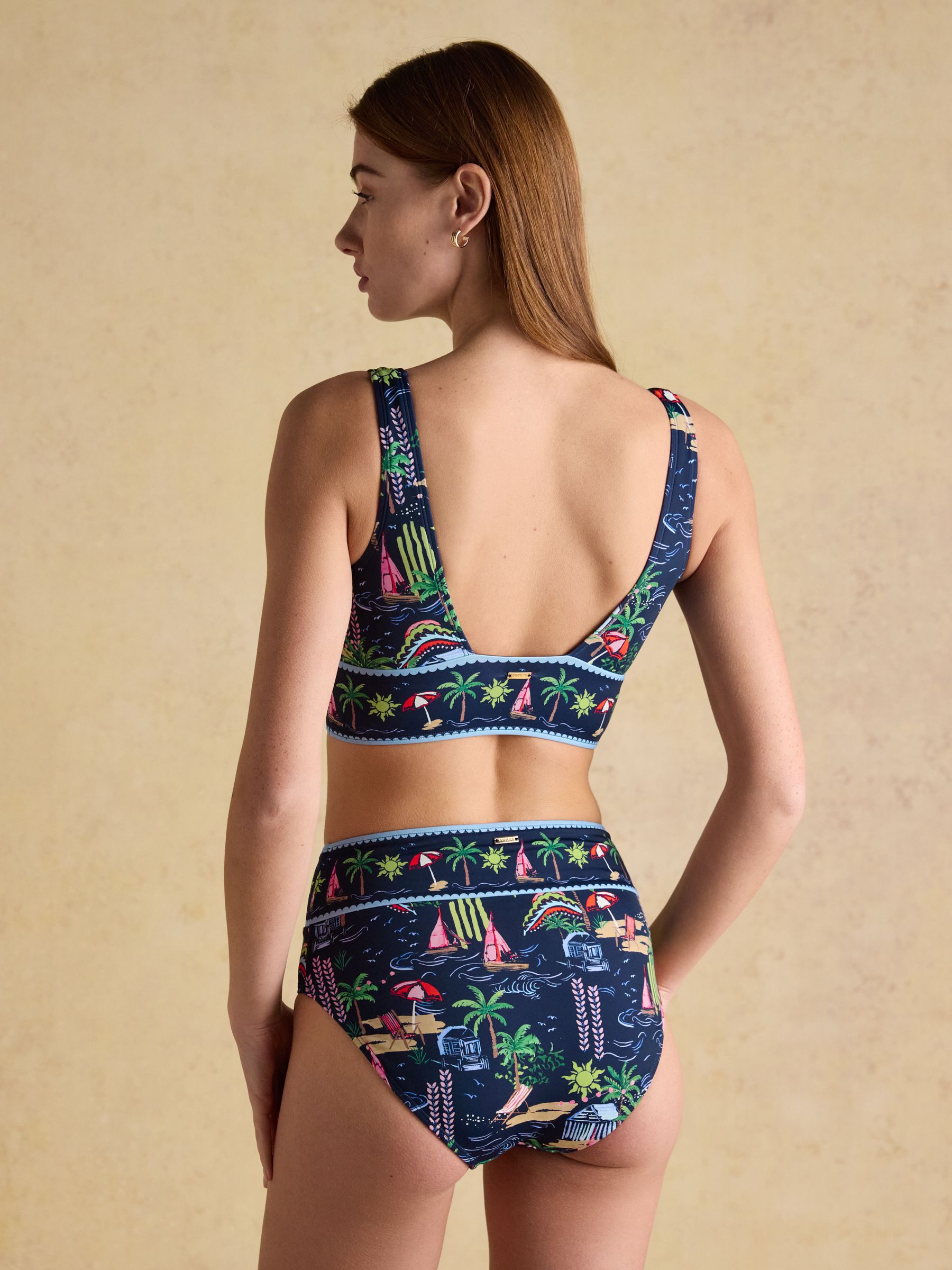 Panel Navy Holiday Icons V-Neck Bikini Top - Image 2 of 6