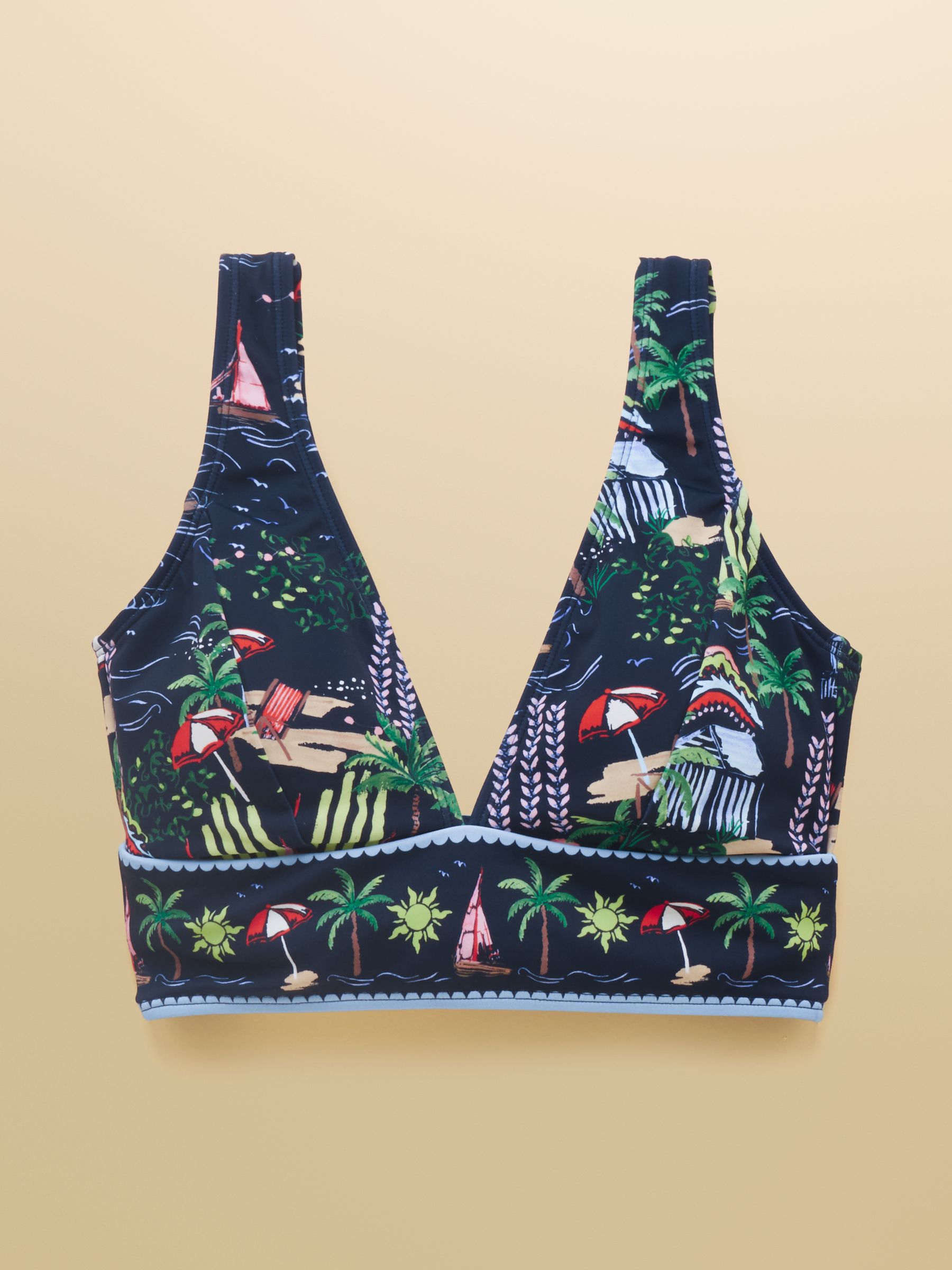 Panel Navy Holiday Icons V-Neck Bikini Top - Image 6 of 6