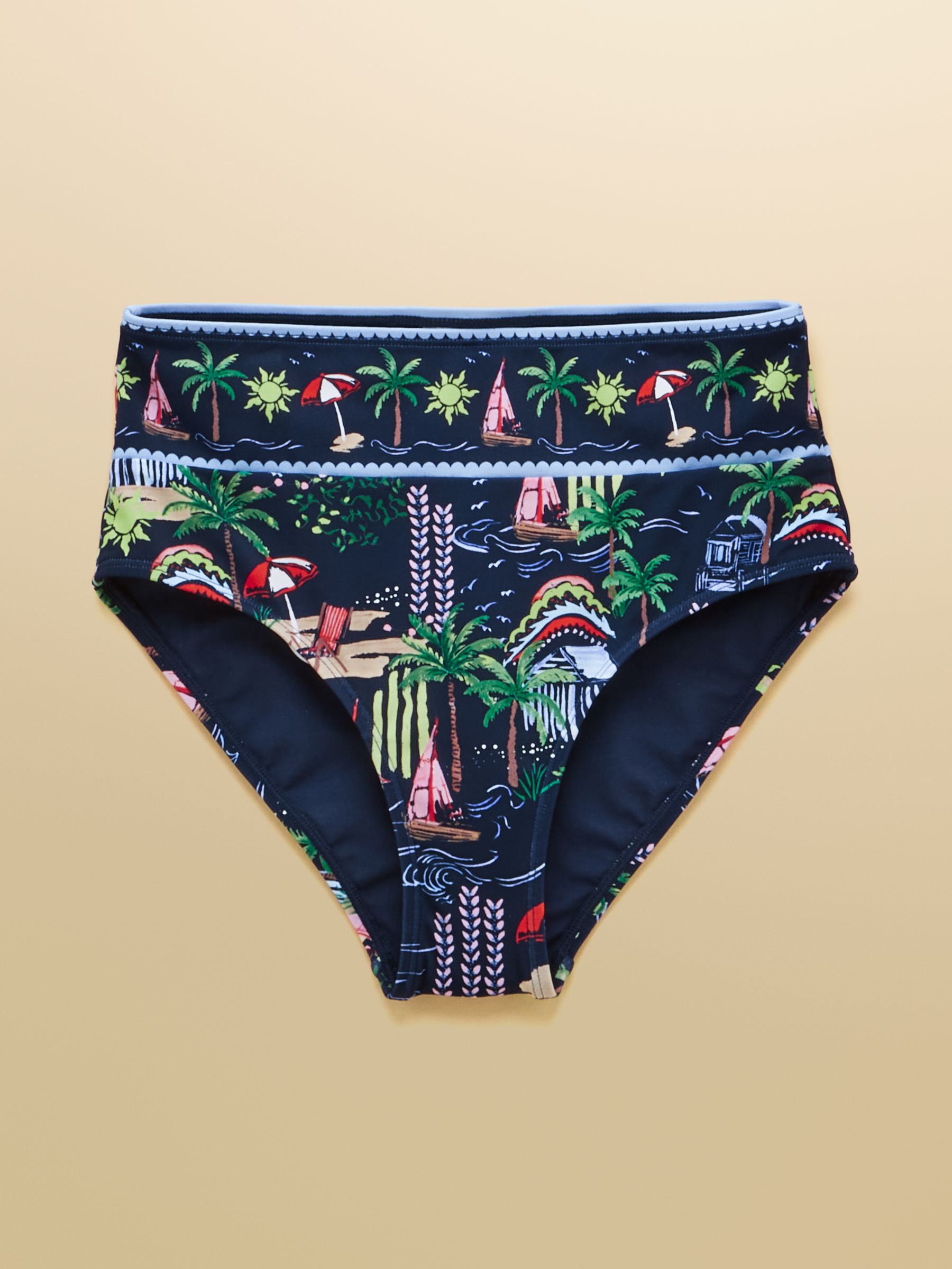 Navy Holiday Icons Panel High Waisted Bikini Bottoms - Image 5 of 5