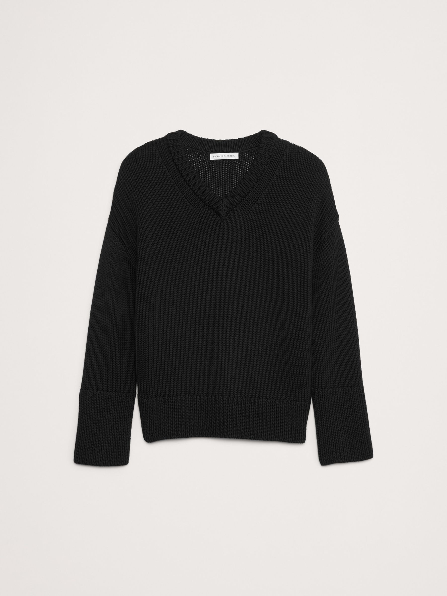 Banana Republic Black Cotton V Neck Jumper - Image 4 of 4