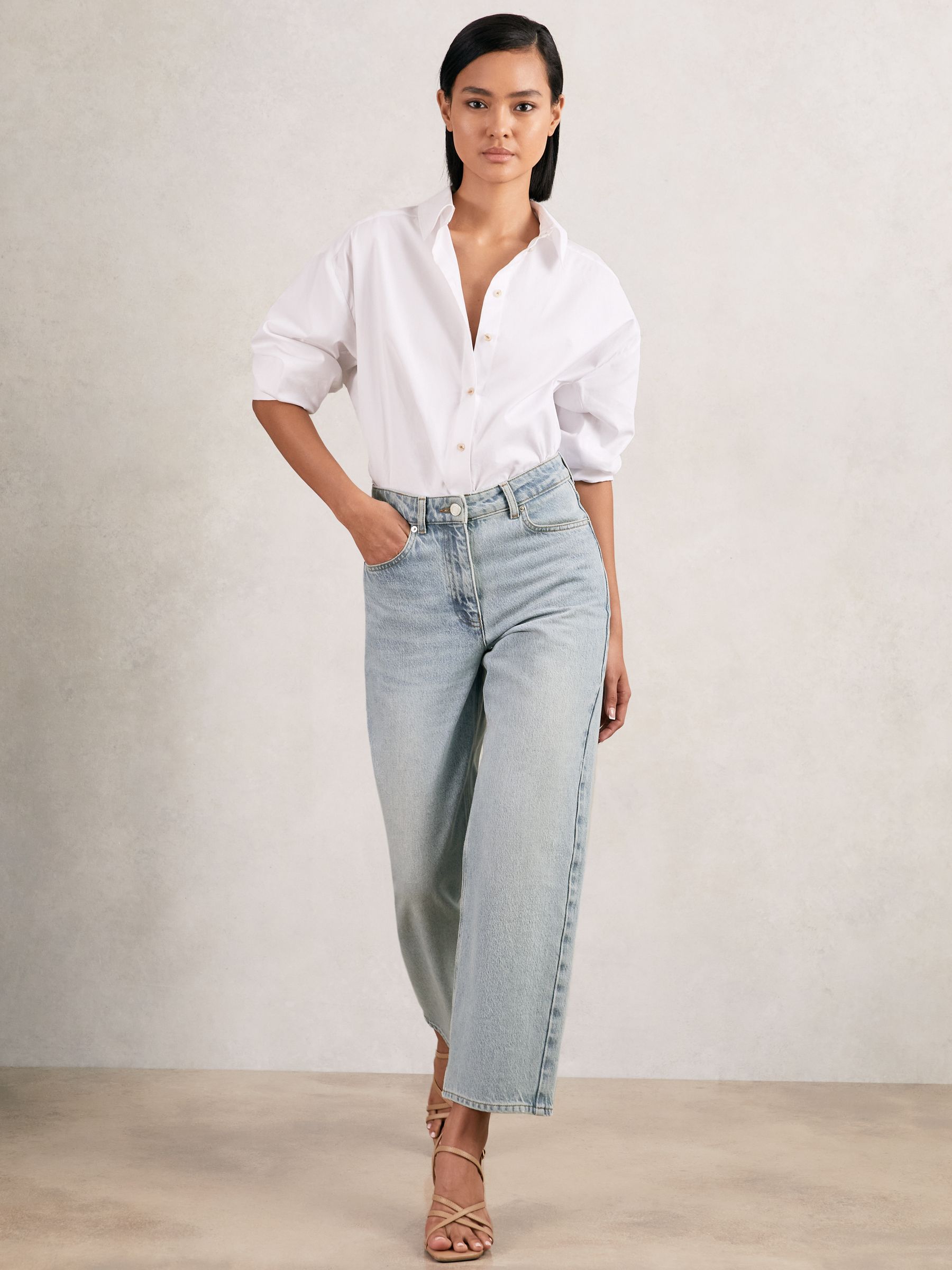 Mid-Rise Straight-Leg Jeans in Pale Blue - Image 4 of 8