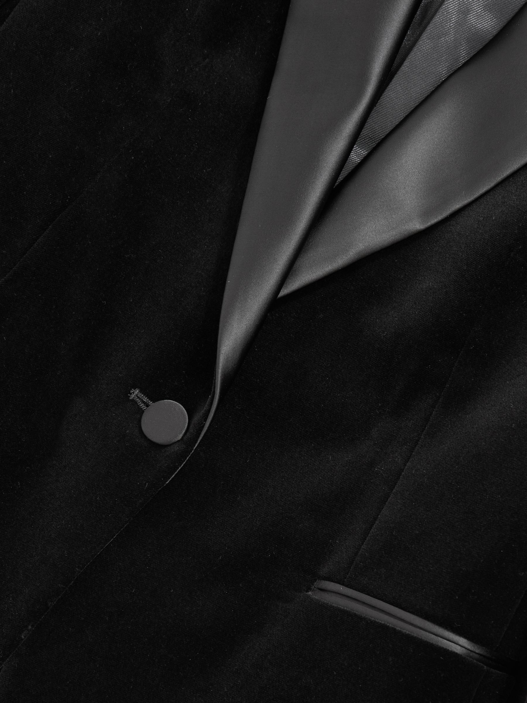 Velvet Single Breasted Suit Blazer in Black - image 3