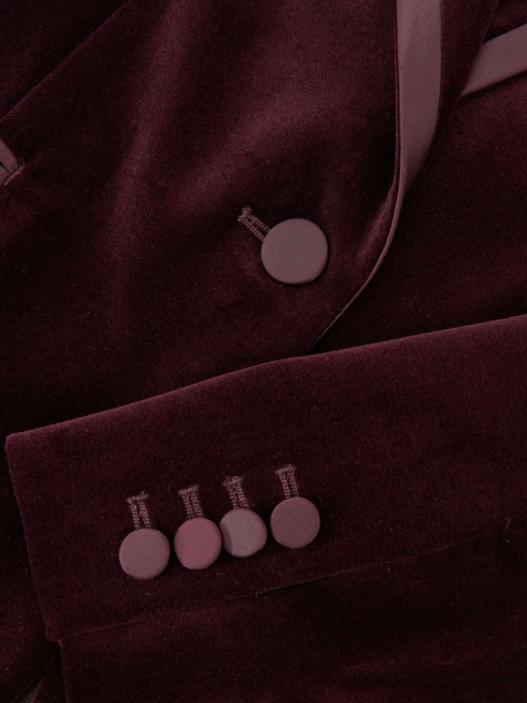 Petite Velvet Single-Breasted Suit Blazer in Burgundy - Image 7 of 7