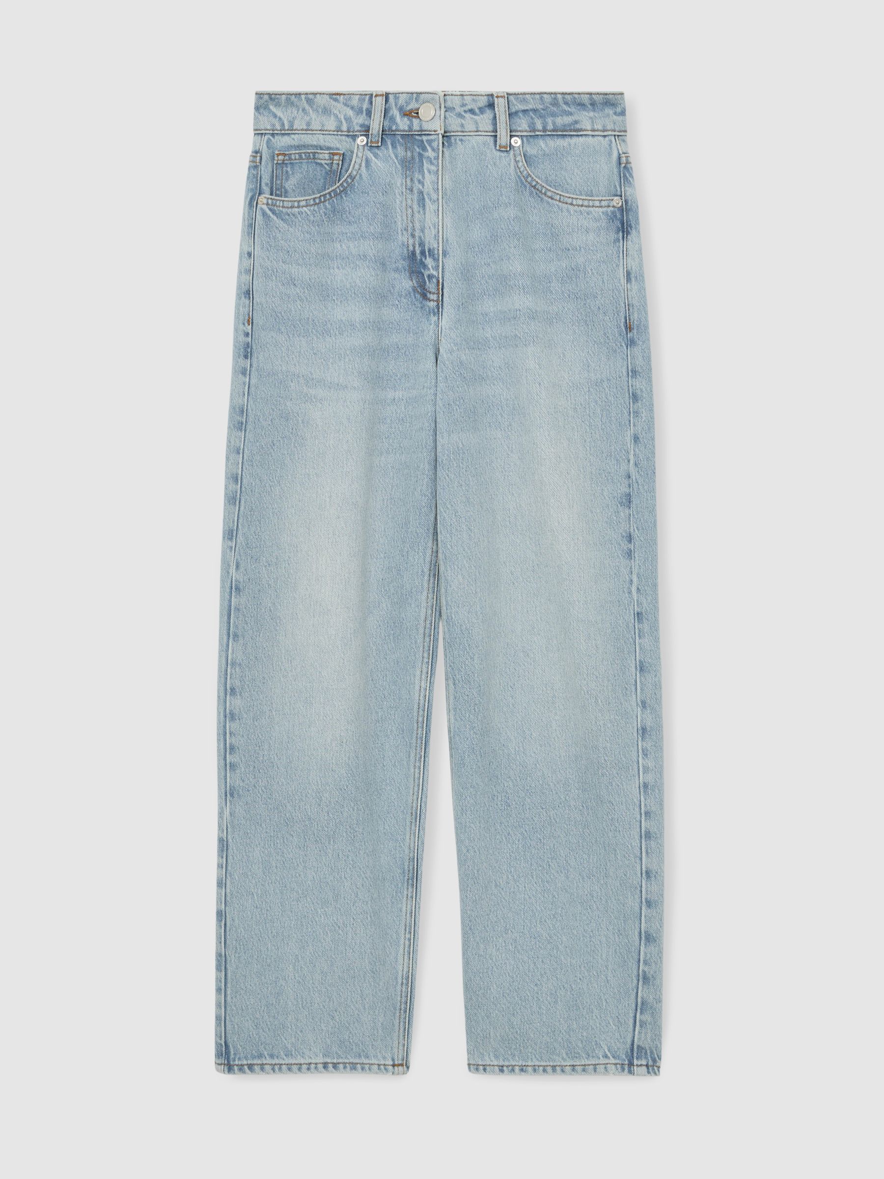 Petite Mid-Rise Straight-Leg Jeans in Pale Blue - Image 2 of 9