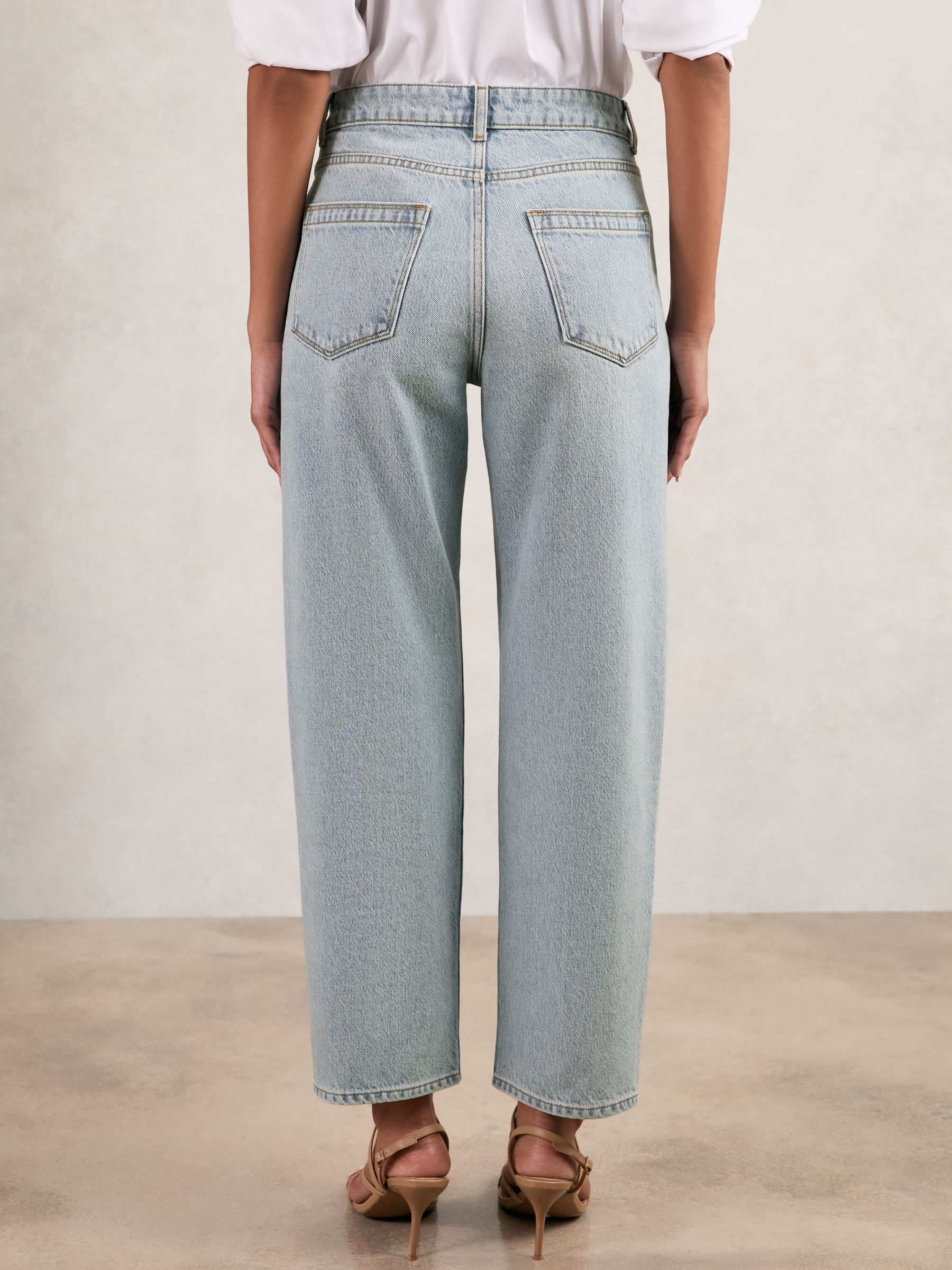 Petite Mid-Rise Straight-Leg Jeans in Pale Blue - Image 7 of 9