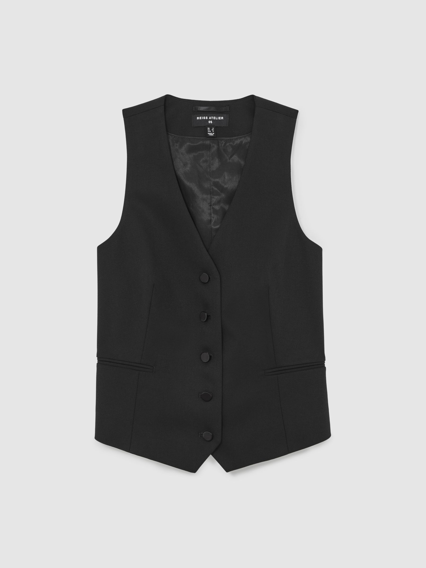 Atelier Wool-Blend Tuxedo Waistcoat in Black - Image 2 of 5