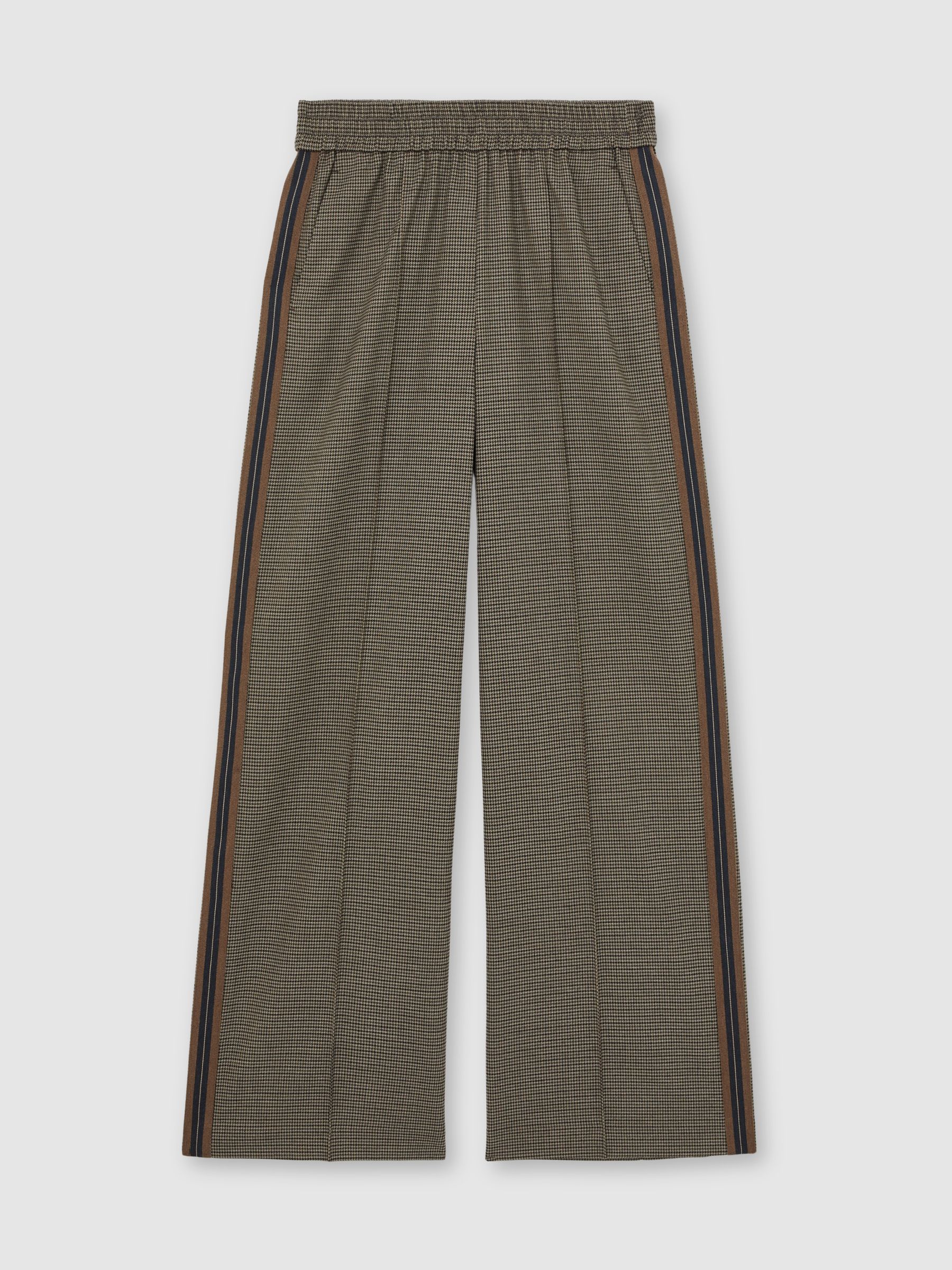 Petite Side-Stripe Wide-Leg Check Trousers in Neutral Check - Image 2 of 7