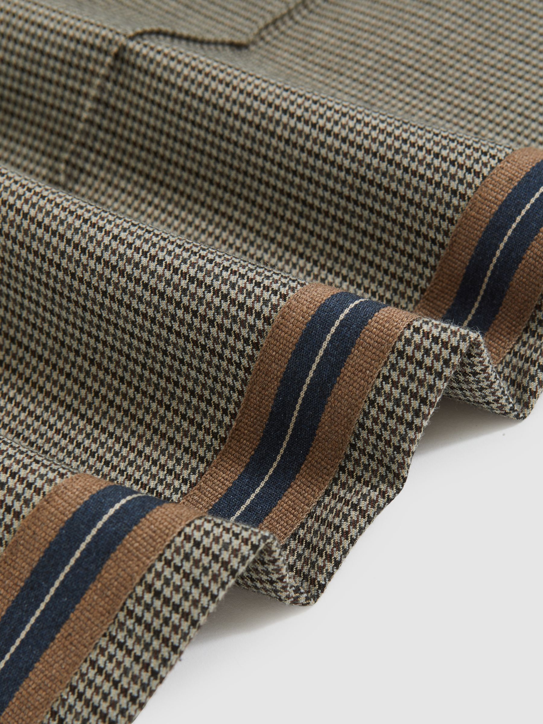 Petite Side-Stripe Wide-Leg Check Trousers in Neutral Check - Image 6 of 7