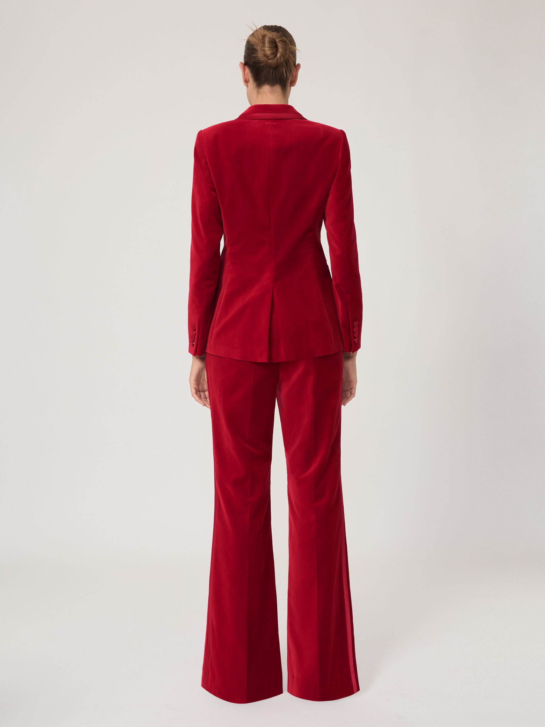 Velvet Single-Breasted Suit Blazer in Red - Image 5 of 9