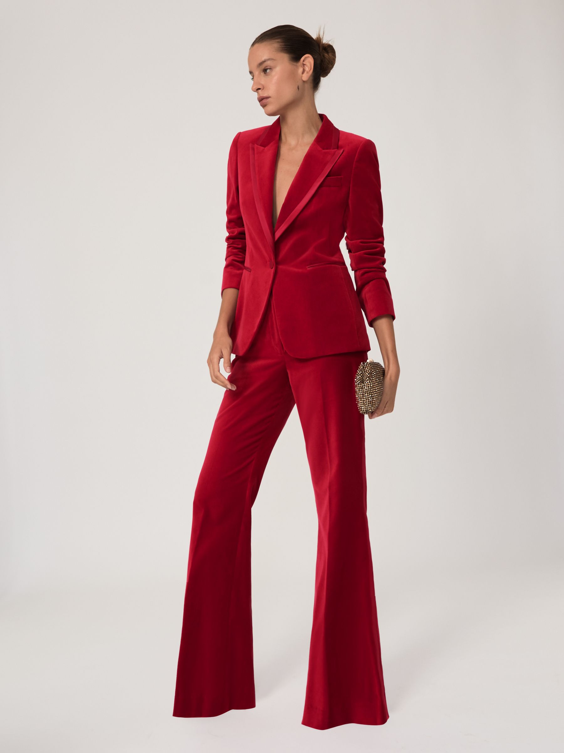 Velvet Single-Breasted Suit Blazer in Red - Image 7 of 9
