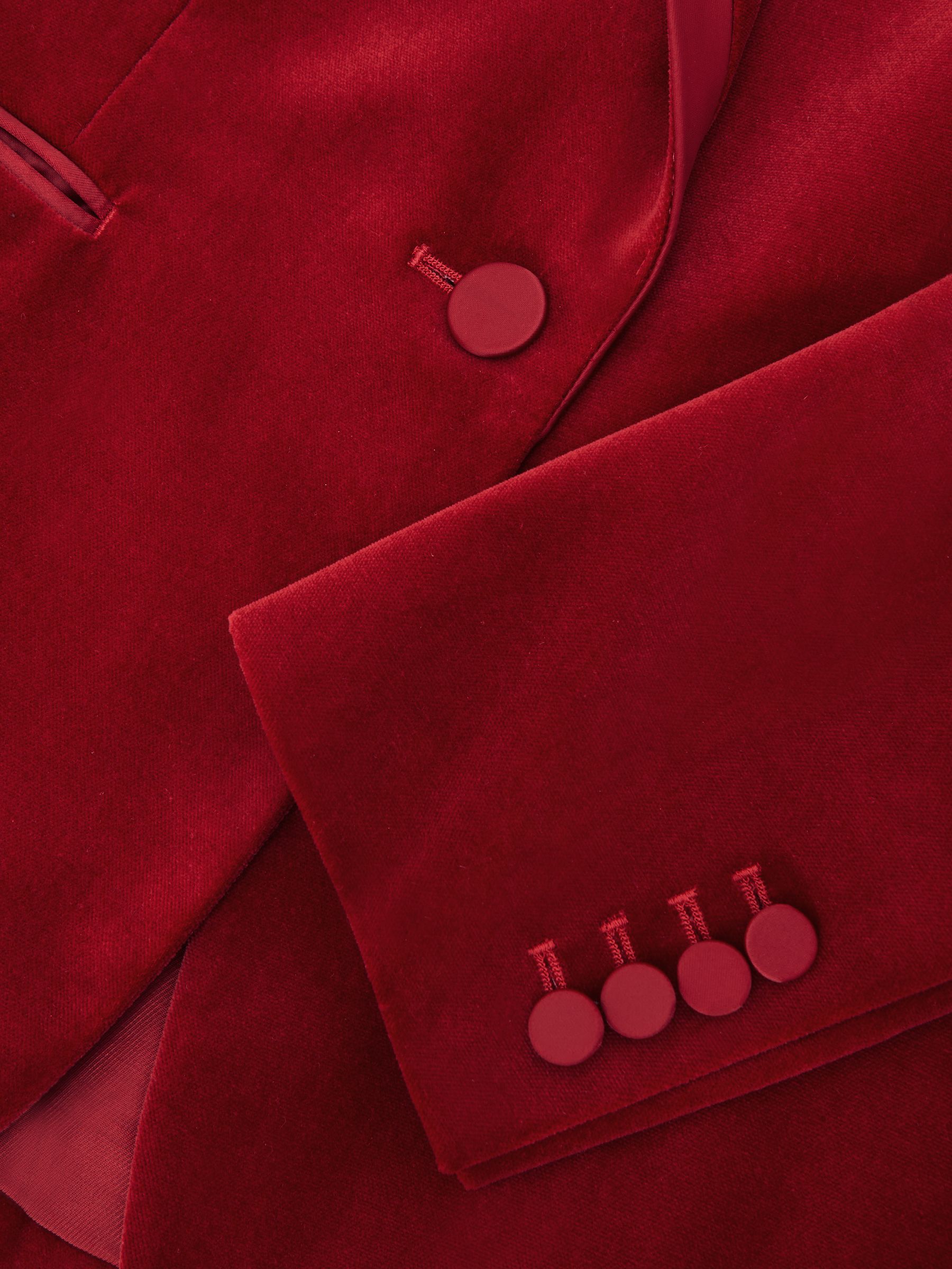 Velvet Single-Breasted Suit Blazer in Red - Image 9 of 9