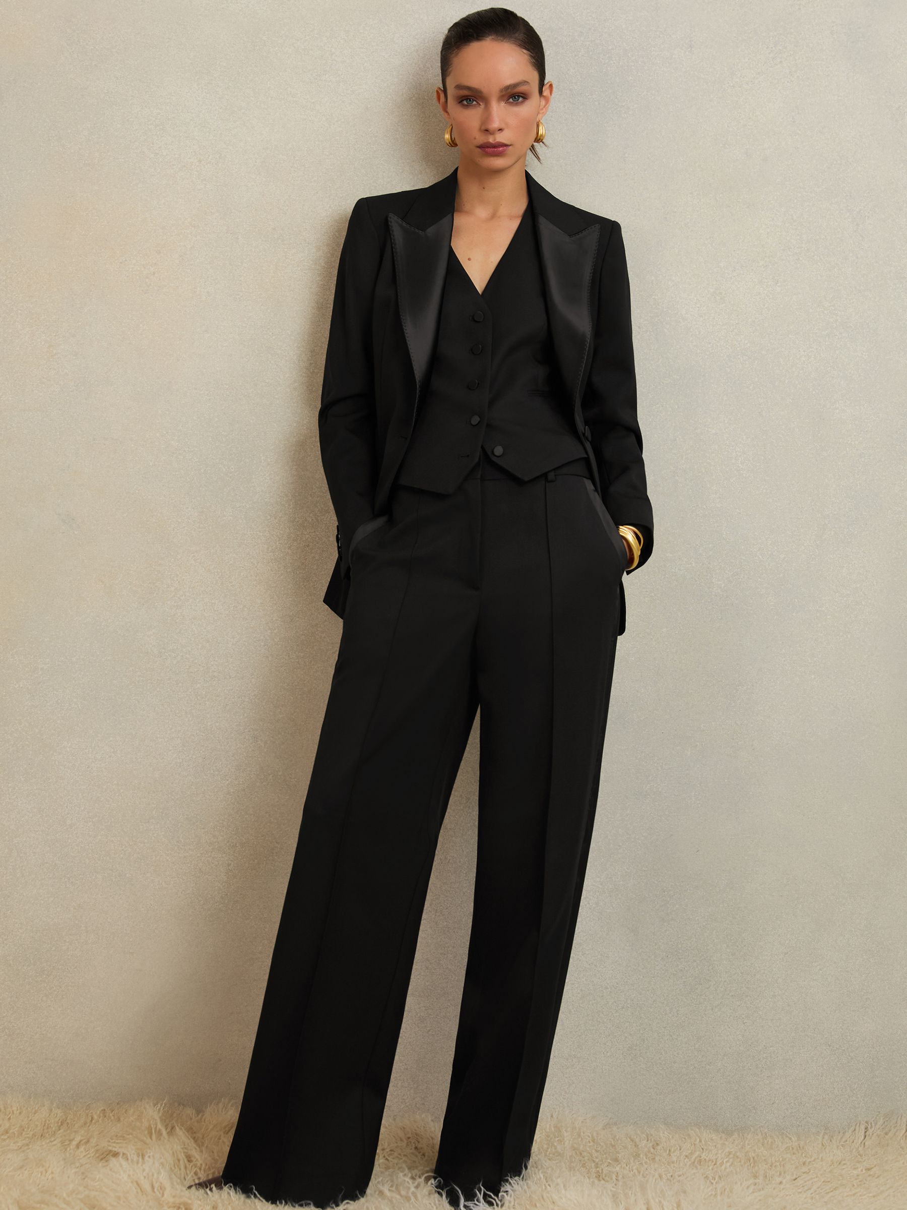 Atelier Single-Breasted Tuxedo Blazer in Black - image 3