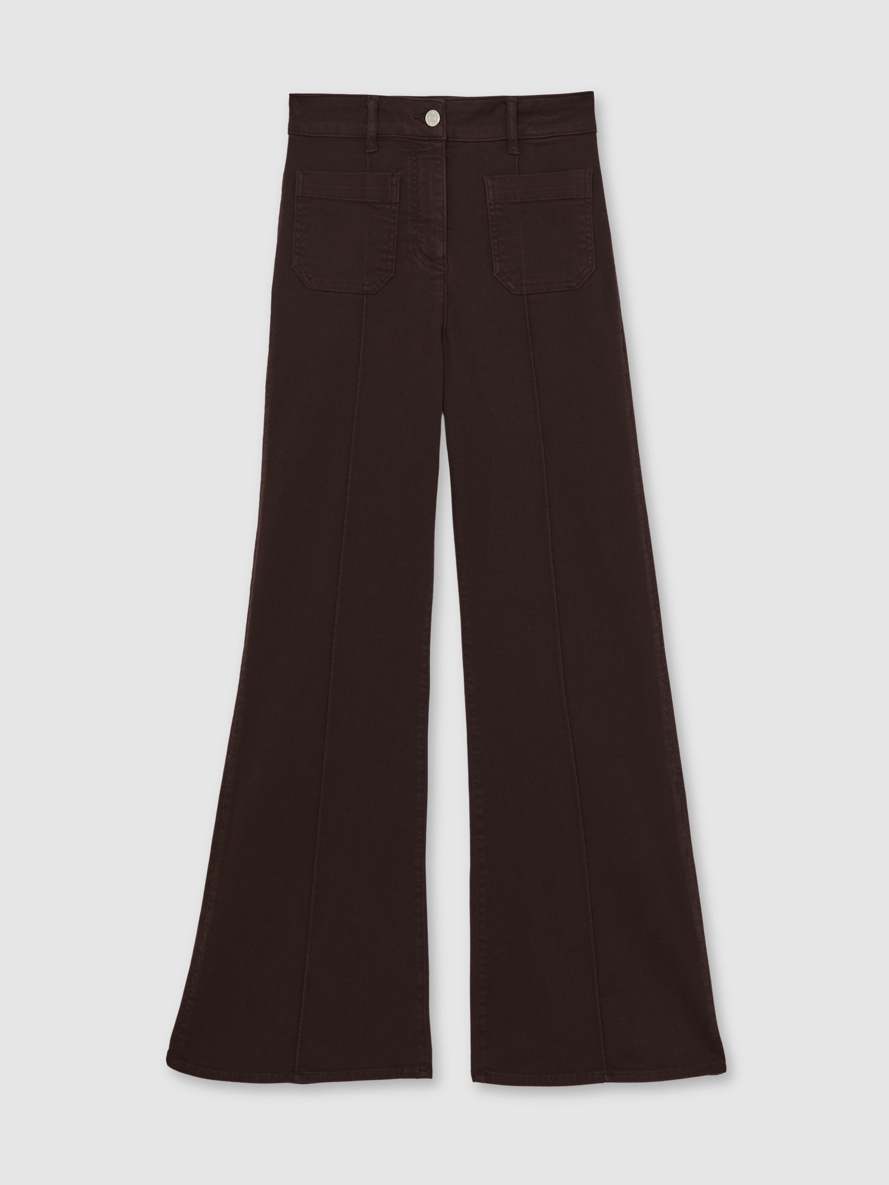Petite Patch-Pocket Flared Jeans in Burgundy - Image 2 of 7