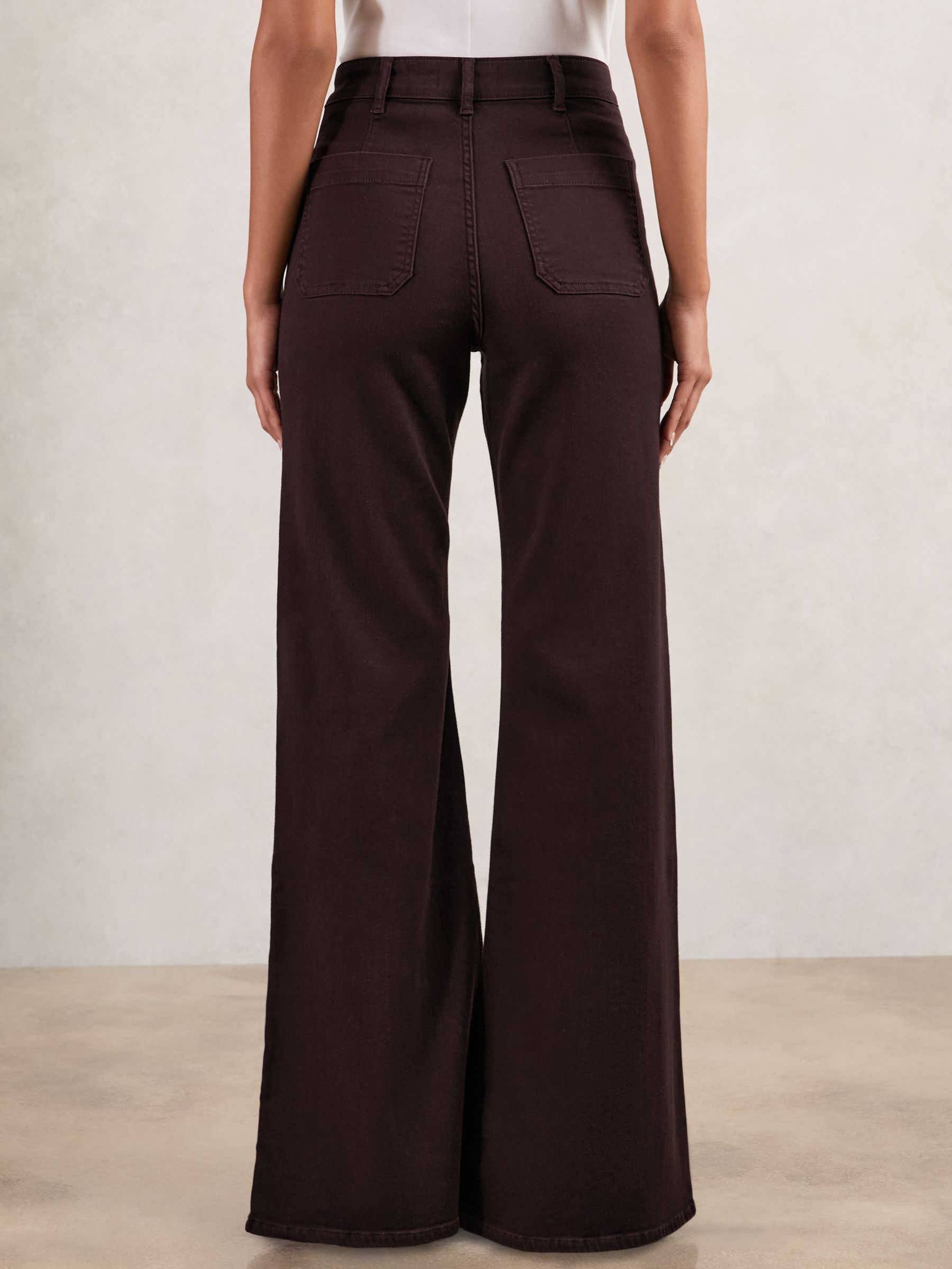 Petite Patch-Pocket Flared Jeans in Burgundy - Image 3 of 7