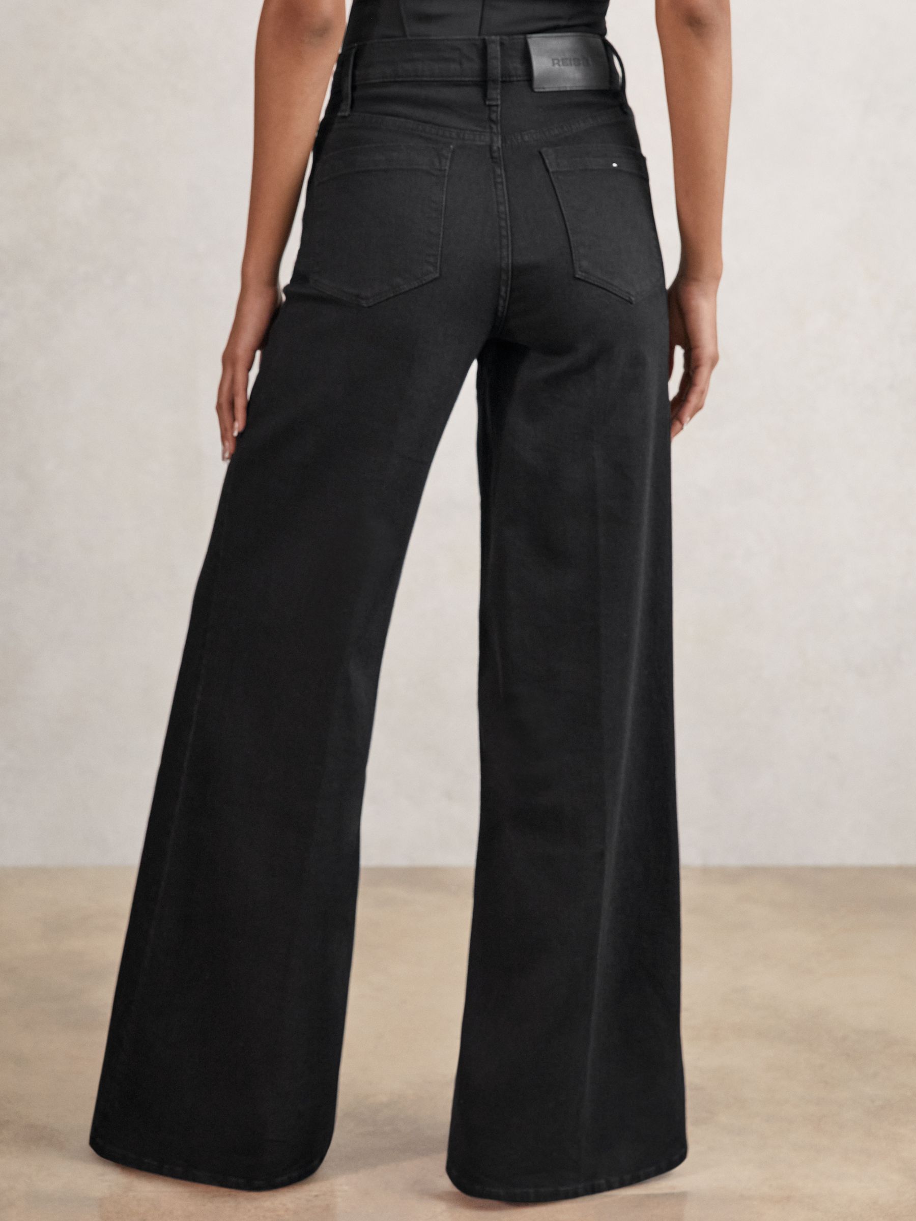 Stretch-Cotton Wide-Leg Jeans in Black - image 4