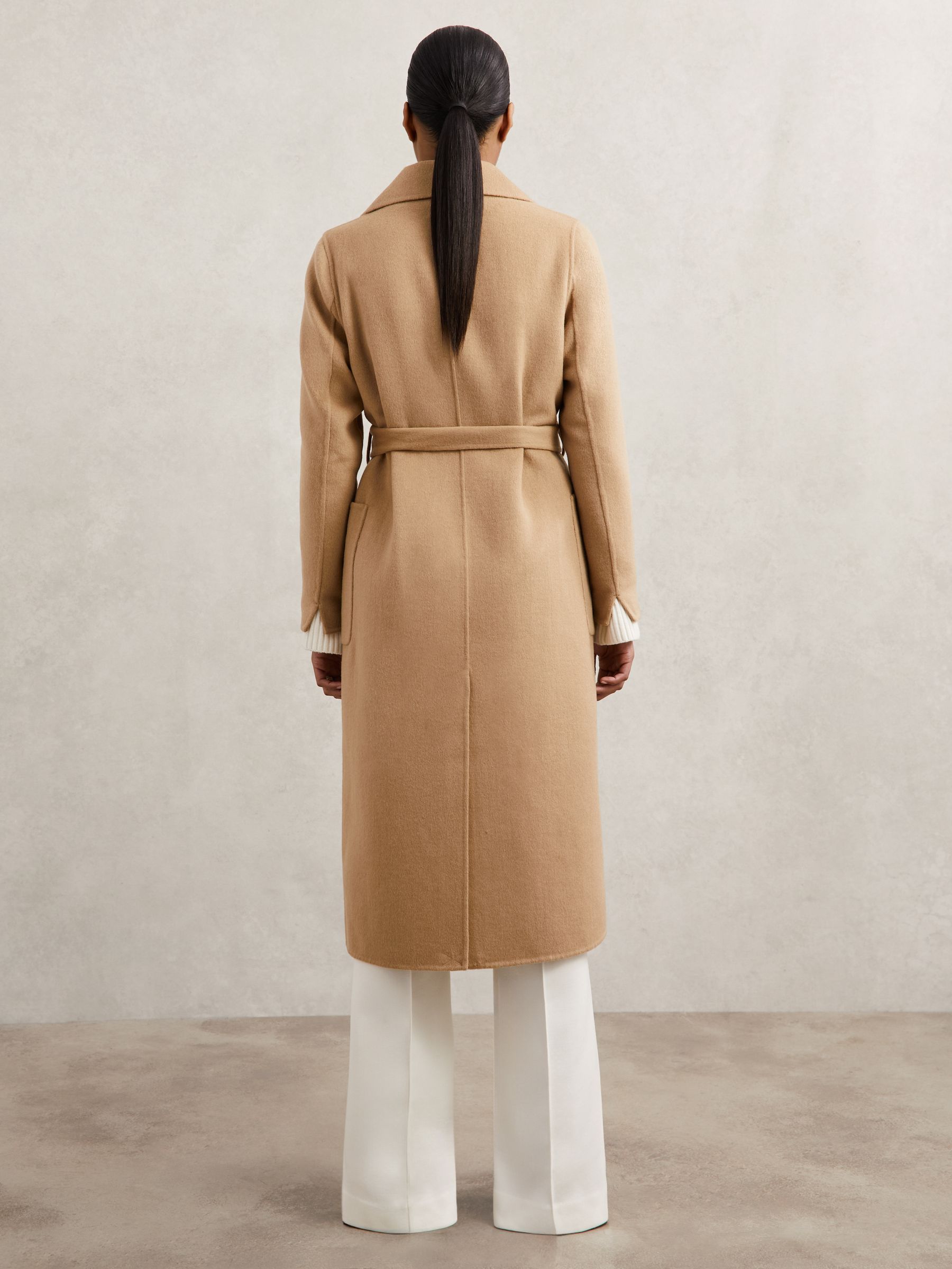 Petite Wool-Blend Double-Breasted Blindseam Coat in Camel - image 4