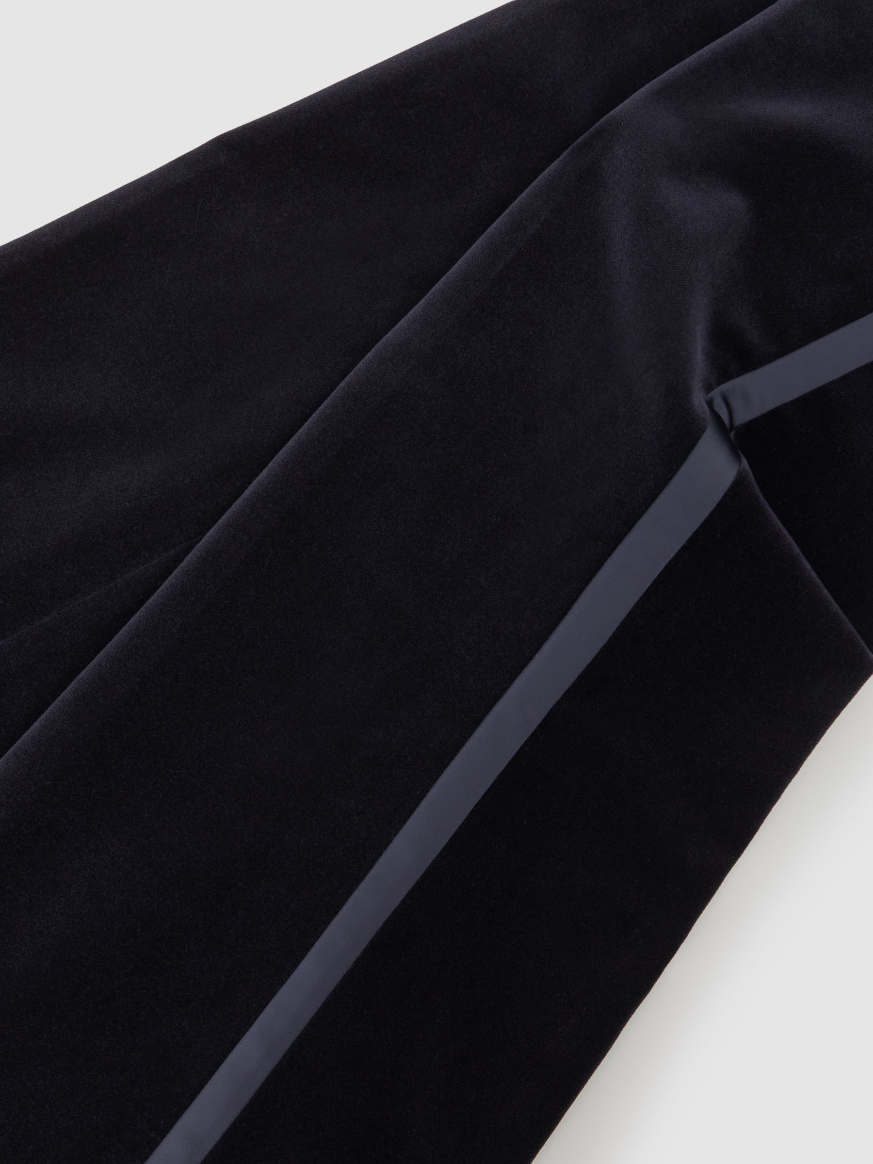 Velvet Satin-Stripe Flared Trousers in Navy - image 3
